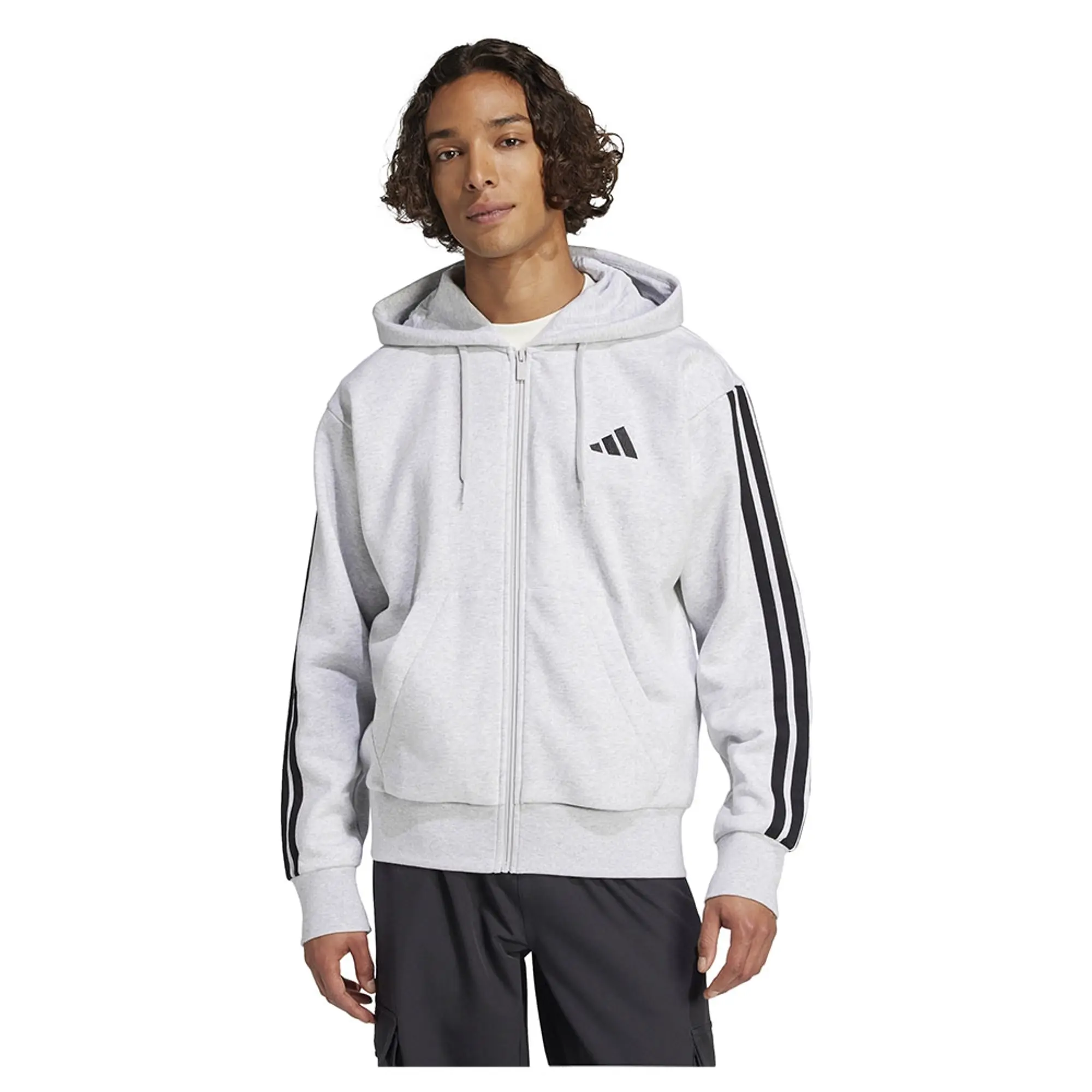 Adidas Essentials 3 Stripes Fleece Full Zip Sweatshirt