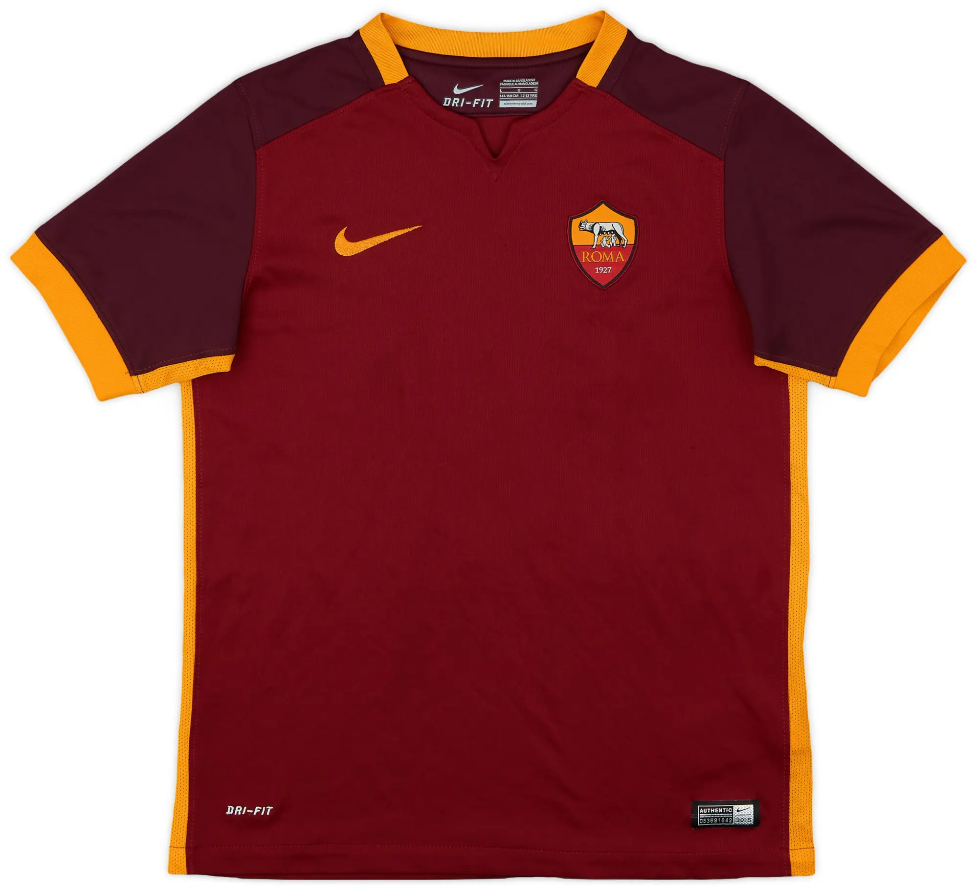 Nike 2015-16 Roma Home Shirt - 7/10 - (L.Boys)