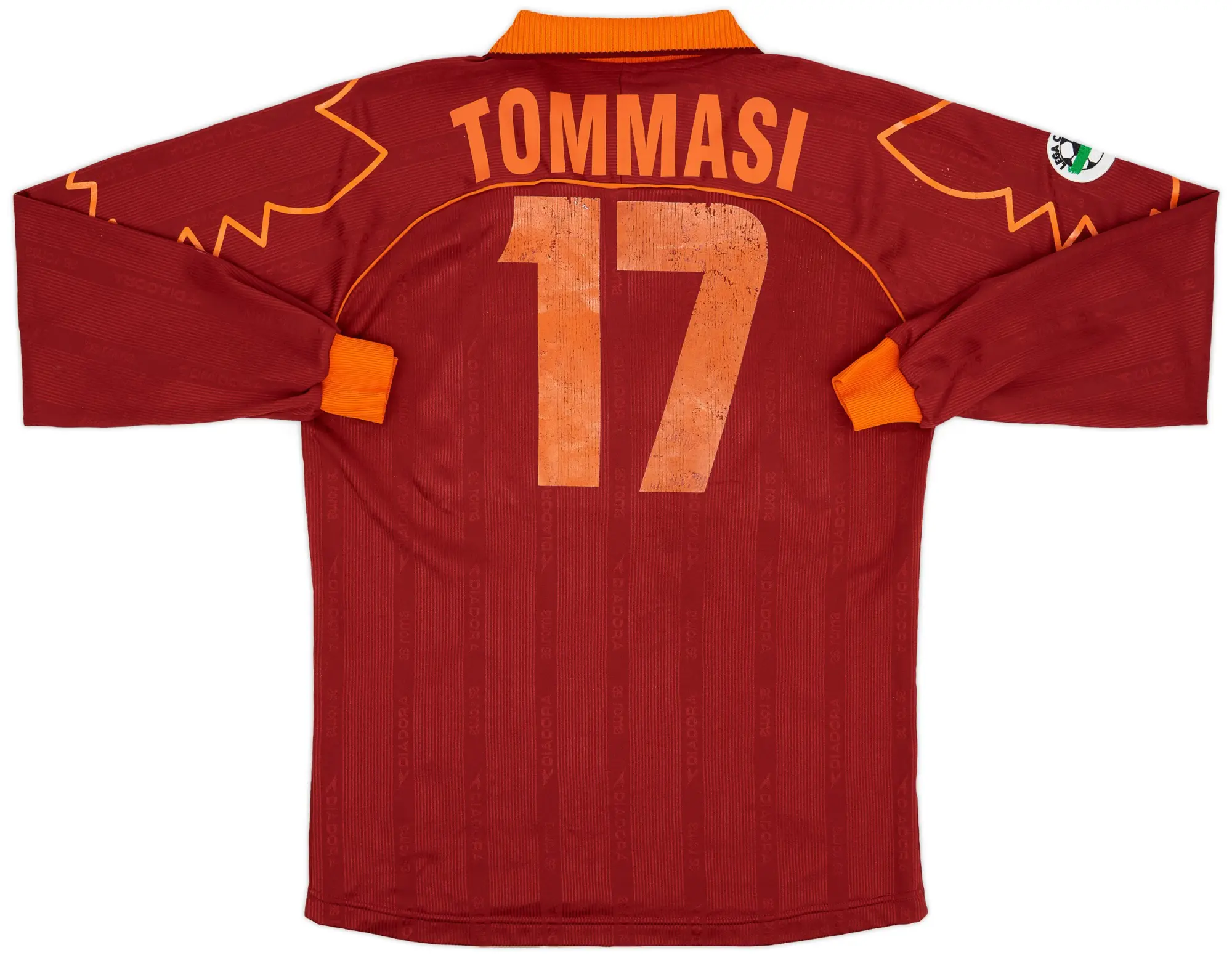 Diadora 1999-00 Roma Match Issue Coppa Italia Home L/S Shirt Tommasi #17