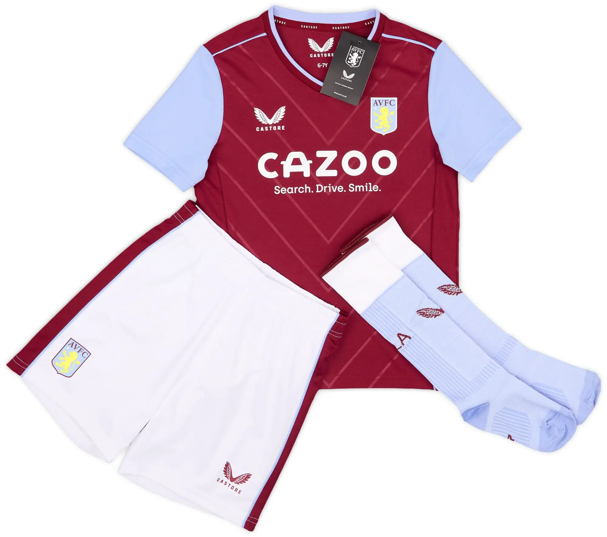 Castore 2022-23 Aston Villa Home Full Kit (6-7 Years)