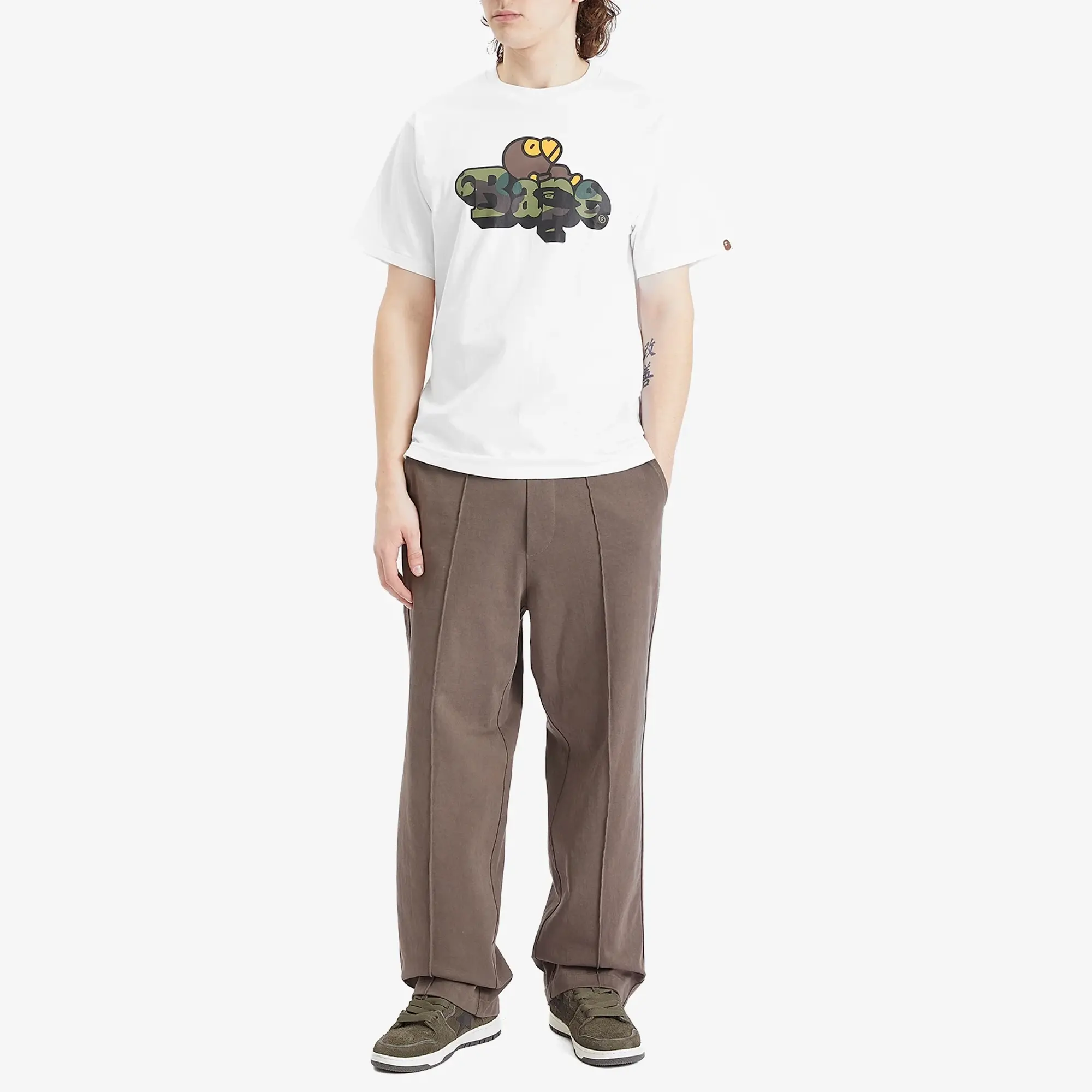 A Bathing Ape Men's 1st Camo Milo On Bape T-Shirt White/Green