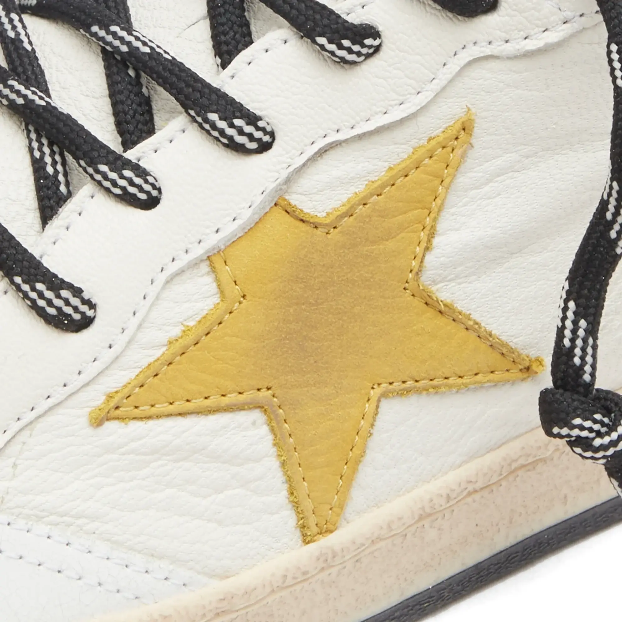 Golden Goose Men's Ball Star Leather and Suede Sneaker White/Honey/Water Blue
