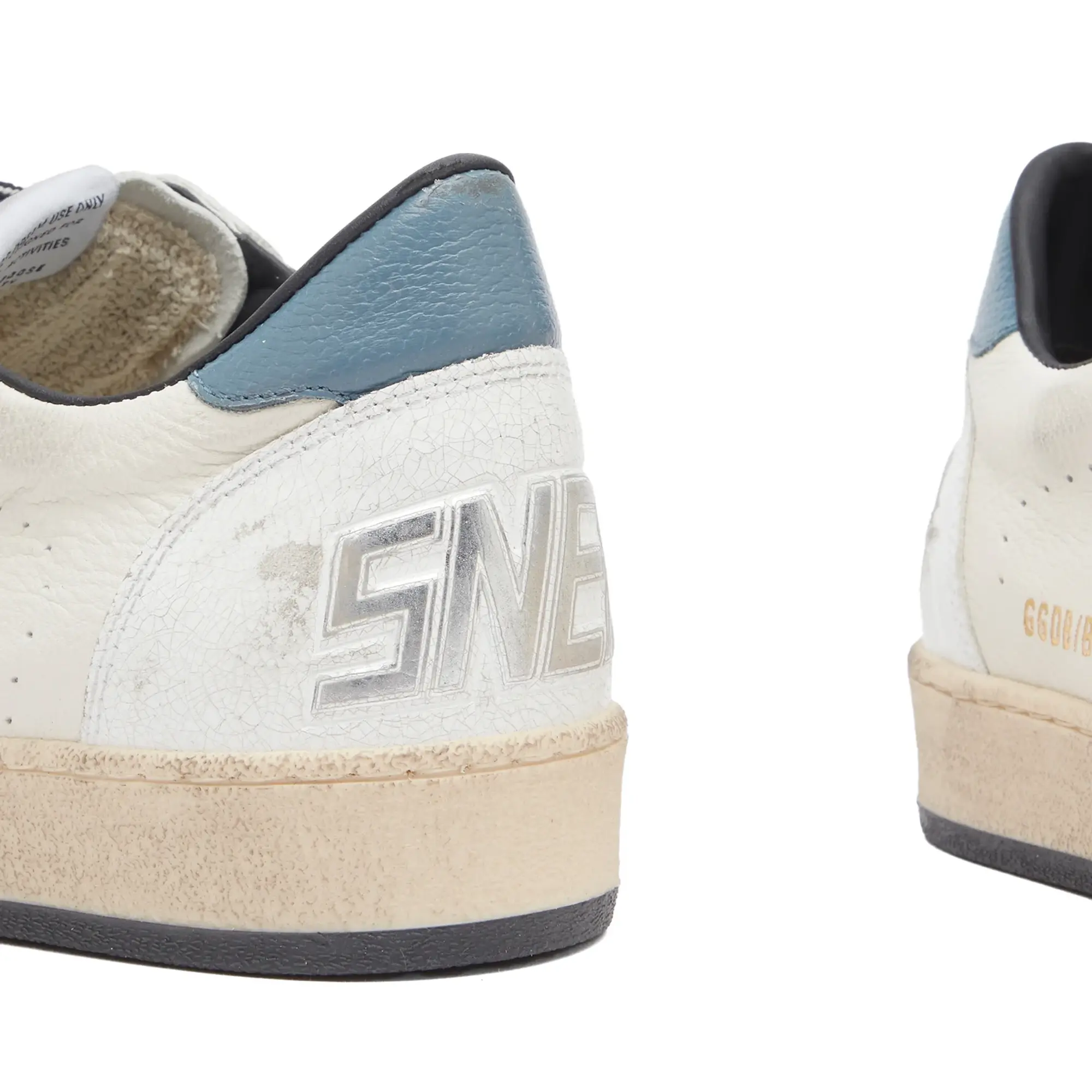 Golden Goose Men's Ball Star Leather and Suede Sneaker White/Honey/Water Blue