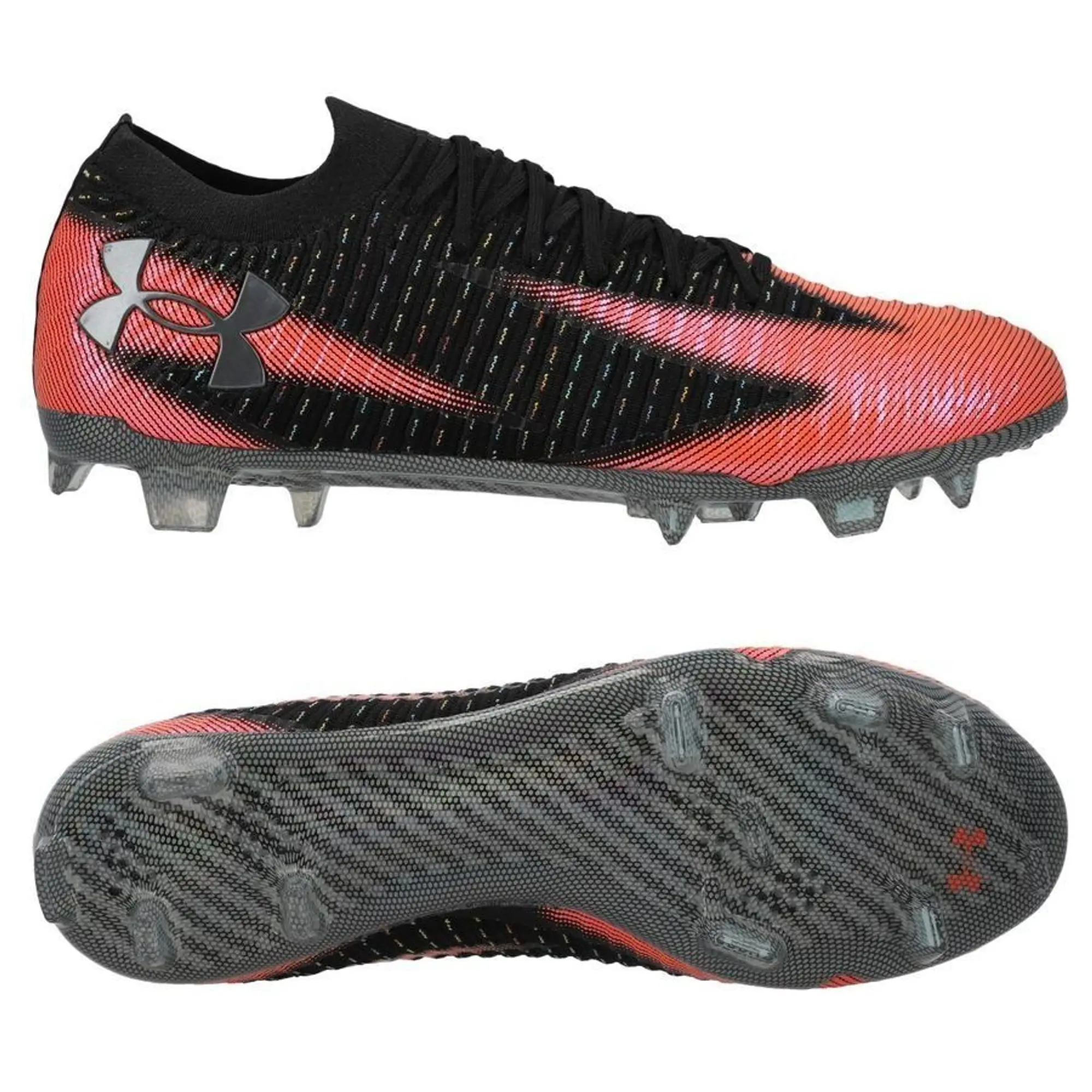 Men's  Under Armour  Shadow Elite 3 FG Soccer Cleats Black / Ares Red / Metallic Gun Metal 8.5