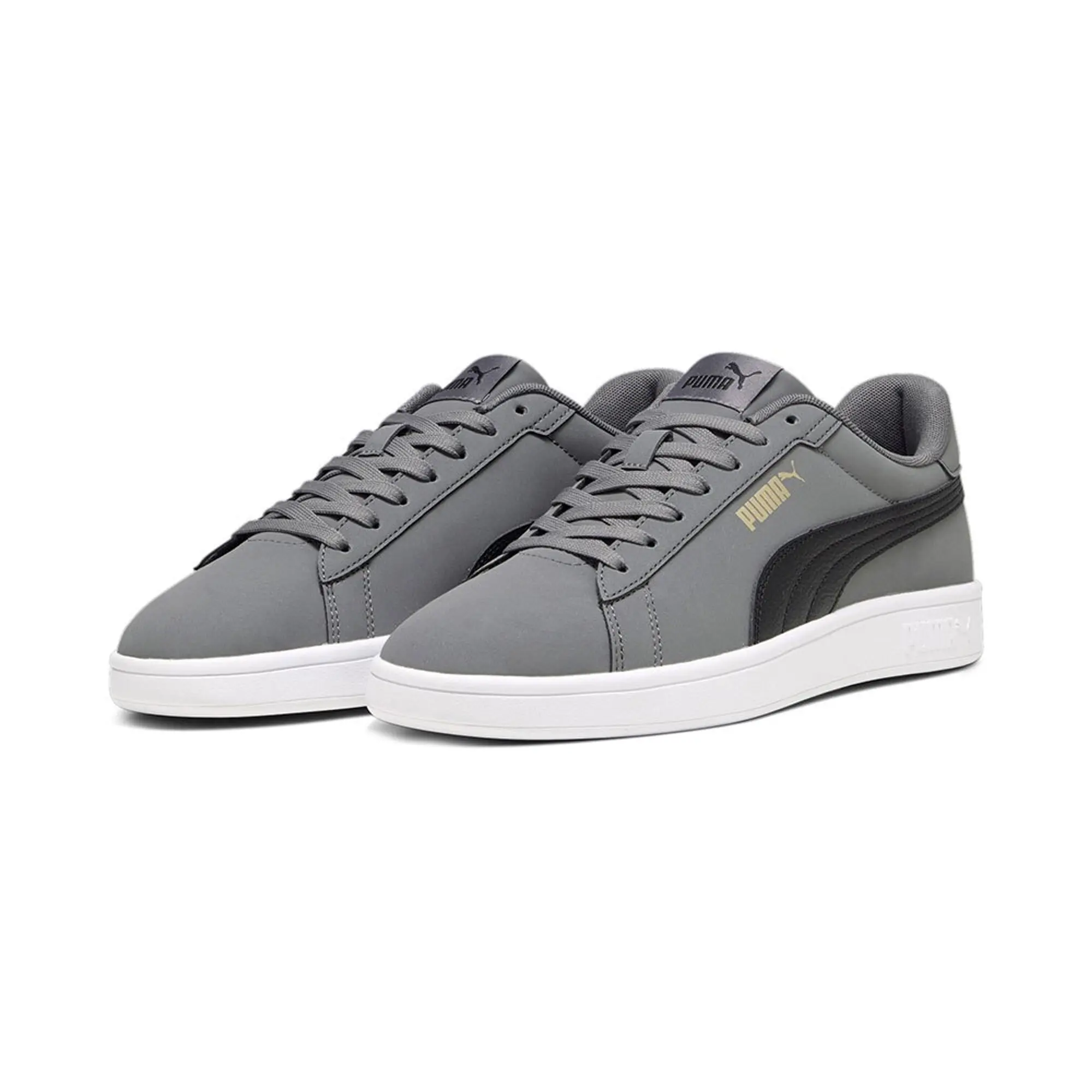 PUMA Smash 3.0 Buck Sneakers, Cool Dark Grey/Black/Gold