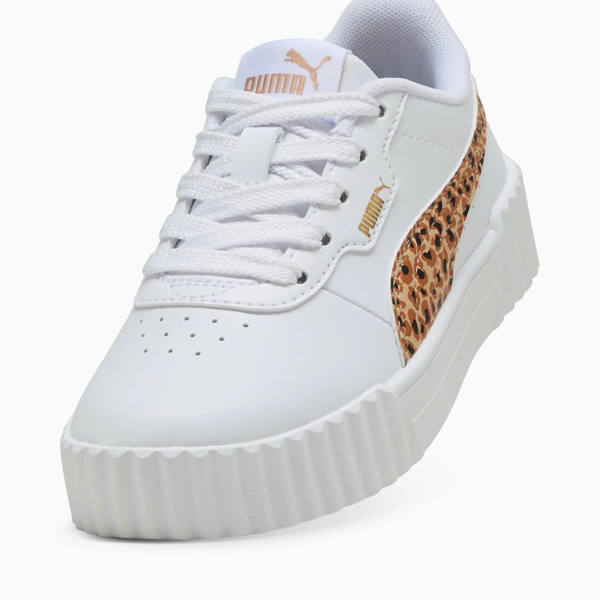 PUMA Carina 3.0 Animal Sneakers Kids, White/Light Sand/Gold