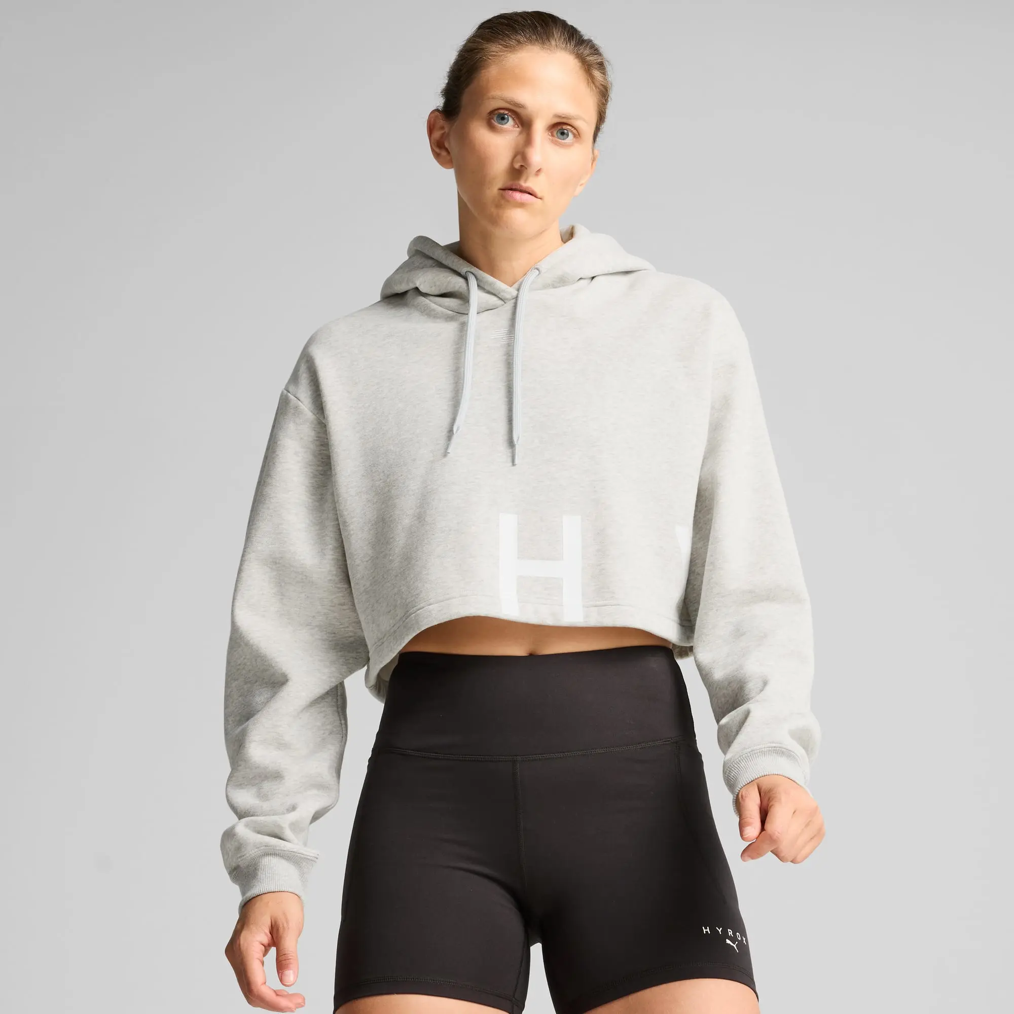 PUMA x HYROX Heavyweight Hoodie Women, Light Grey Heather