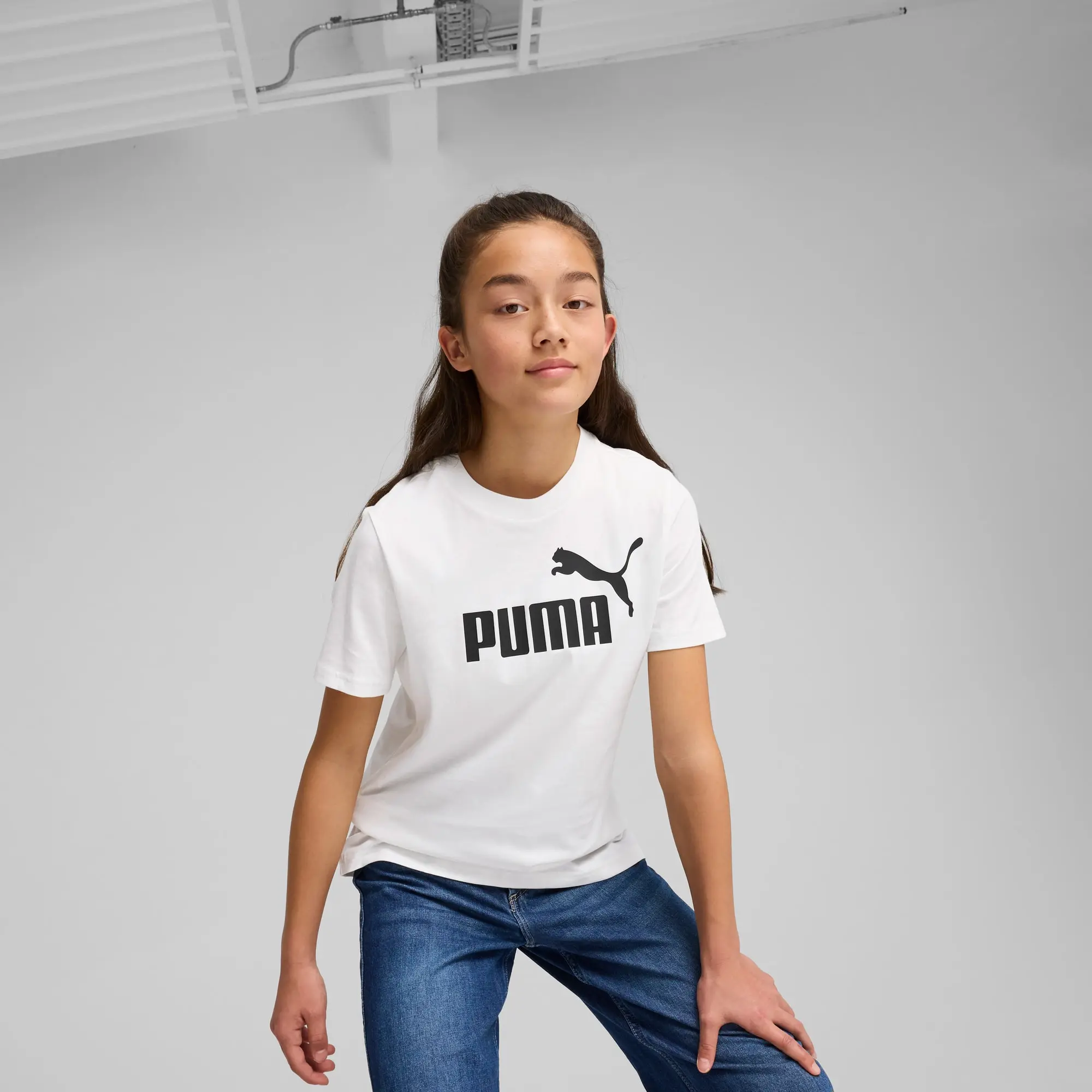 PUMA Ess No. 1 Logo T-Shirt Youth, White