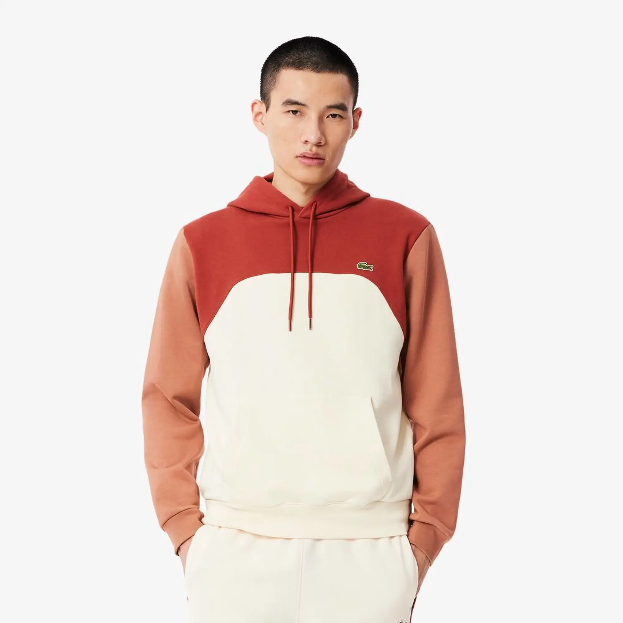 Lacoste Classic Fit Colour-Block Sweatshirt - White / Brown / Light Brown