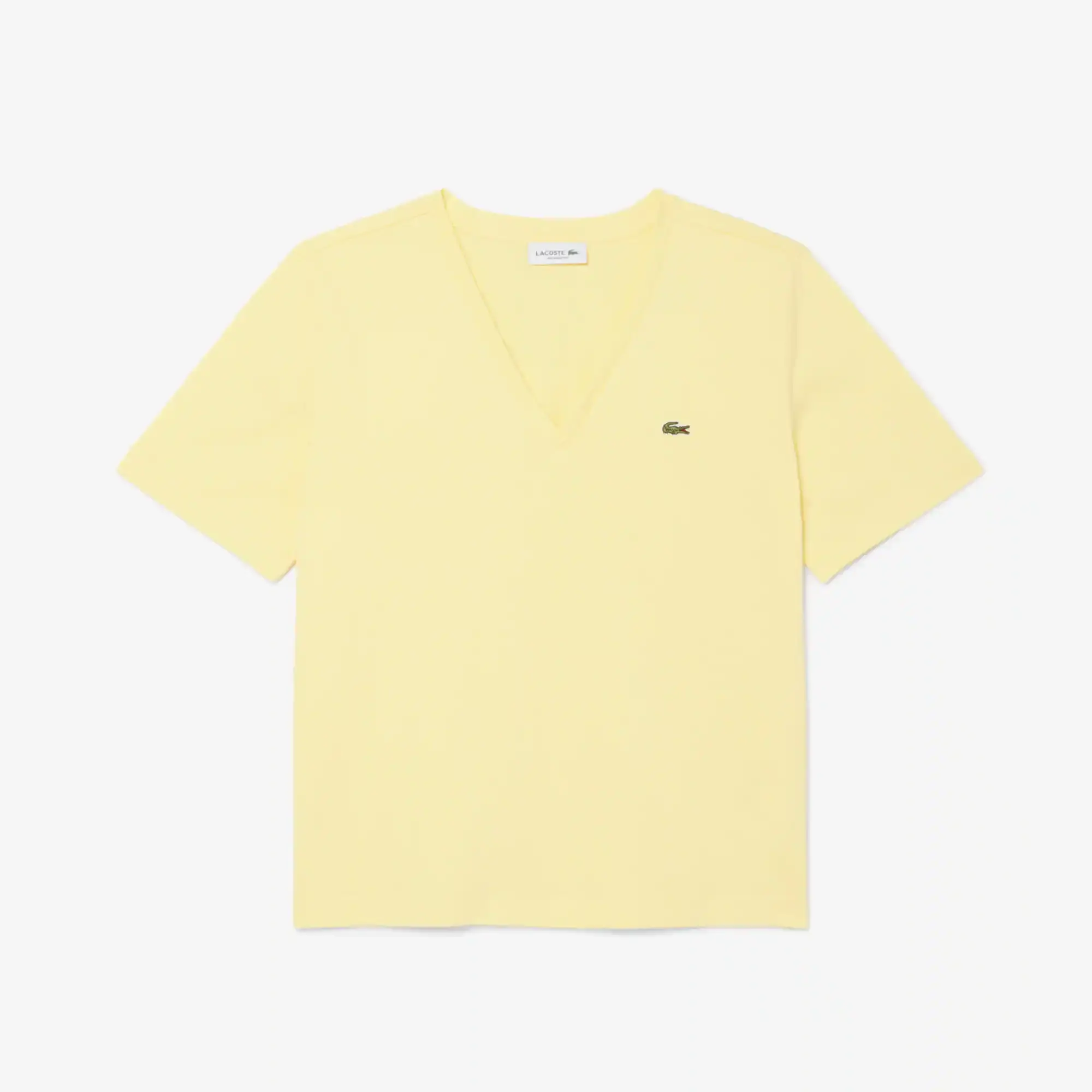 Lacoste Relaxed Fit Soft Cotton V Neck T-shirt - Pastel Yellow