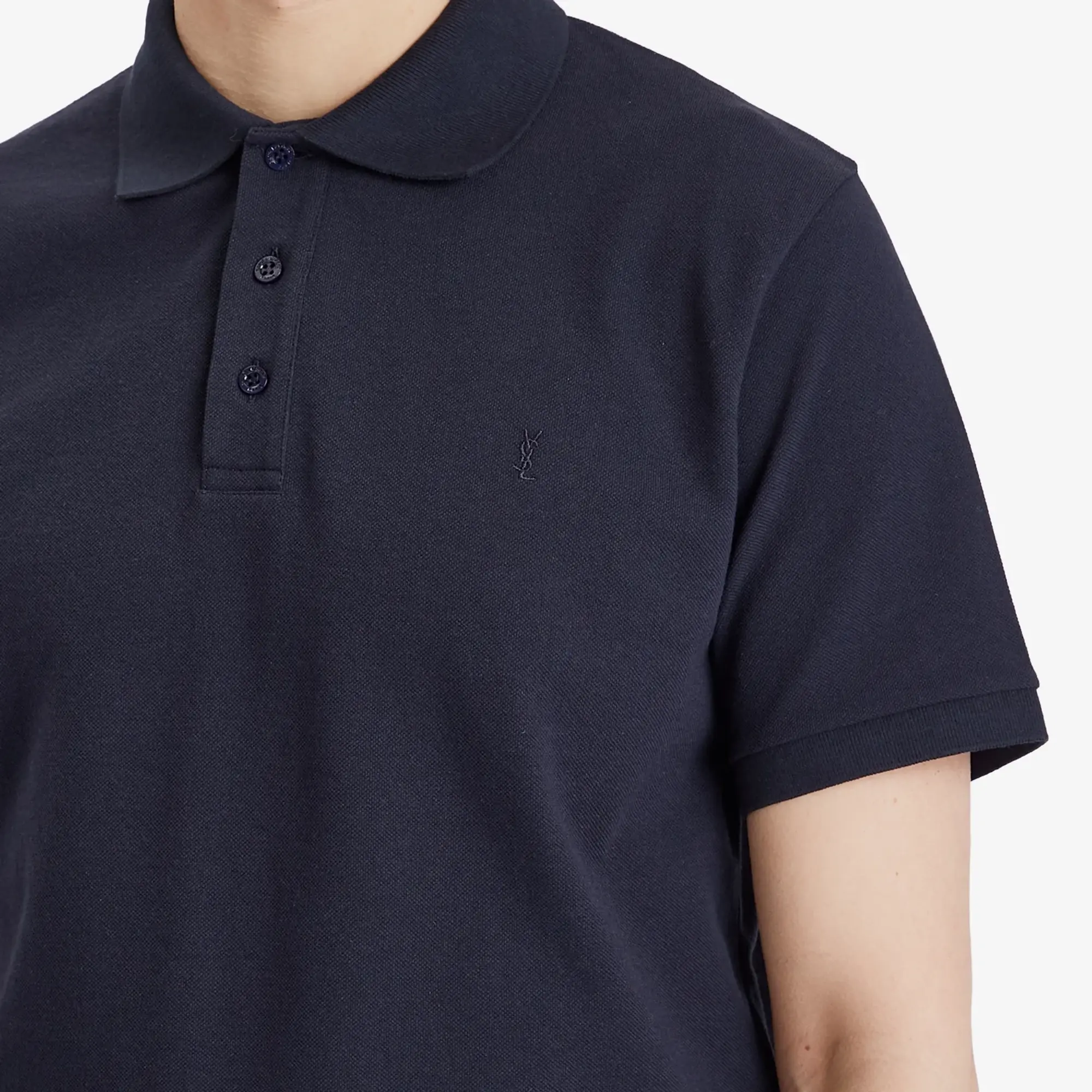 Saint Laurent Men's Cotton Pique Polo Shirt Marine