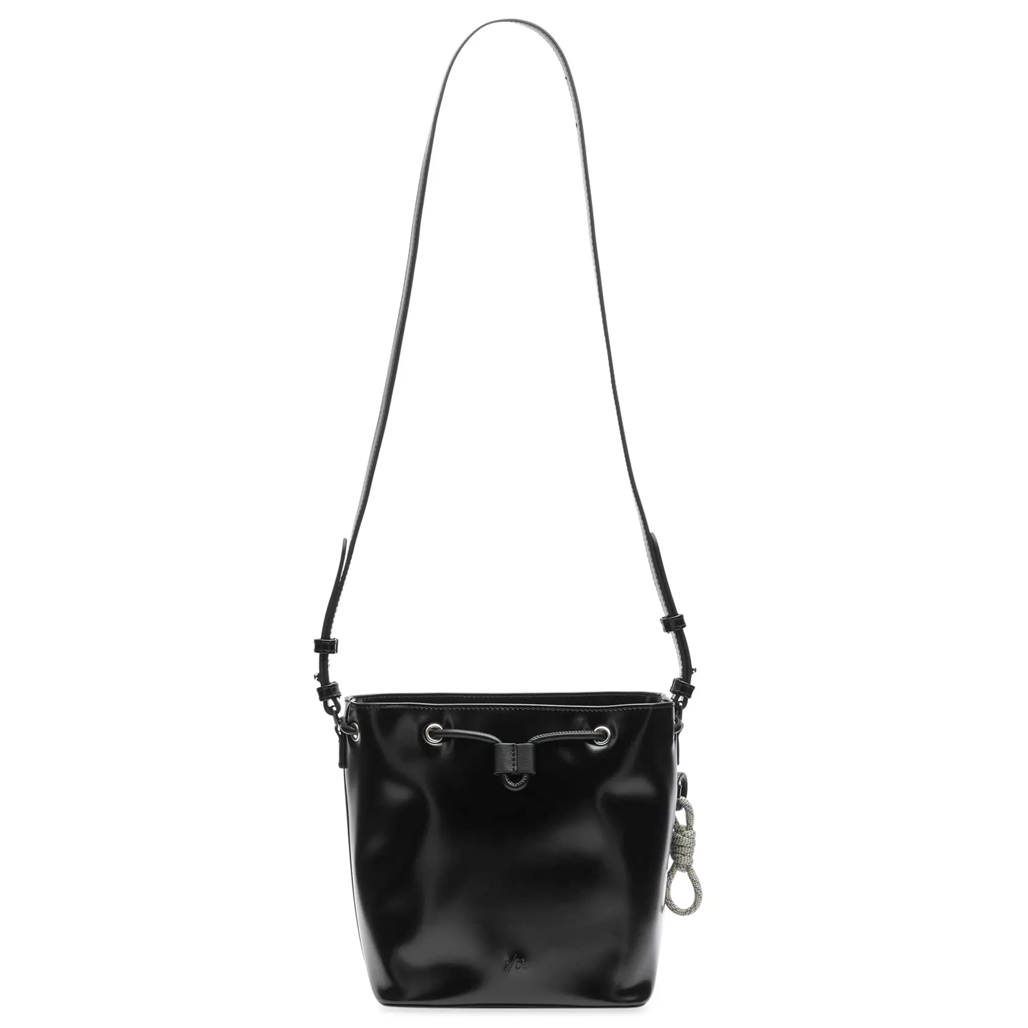 F/CE. Women's Tech Leather Drawstring Shoulder Bag Black