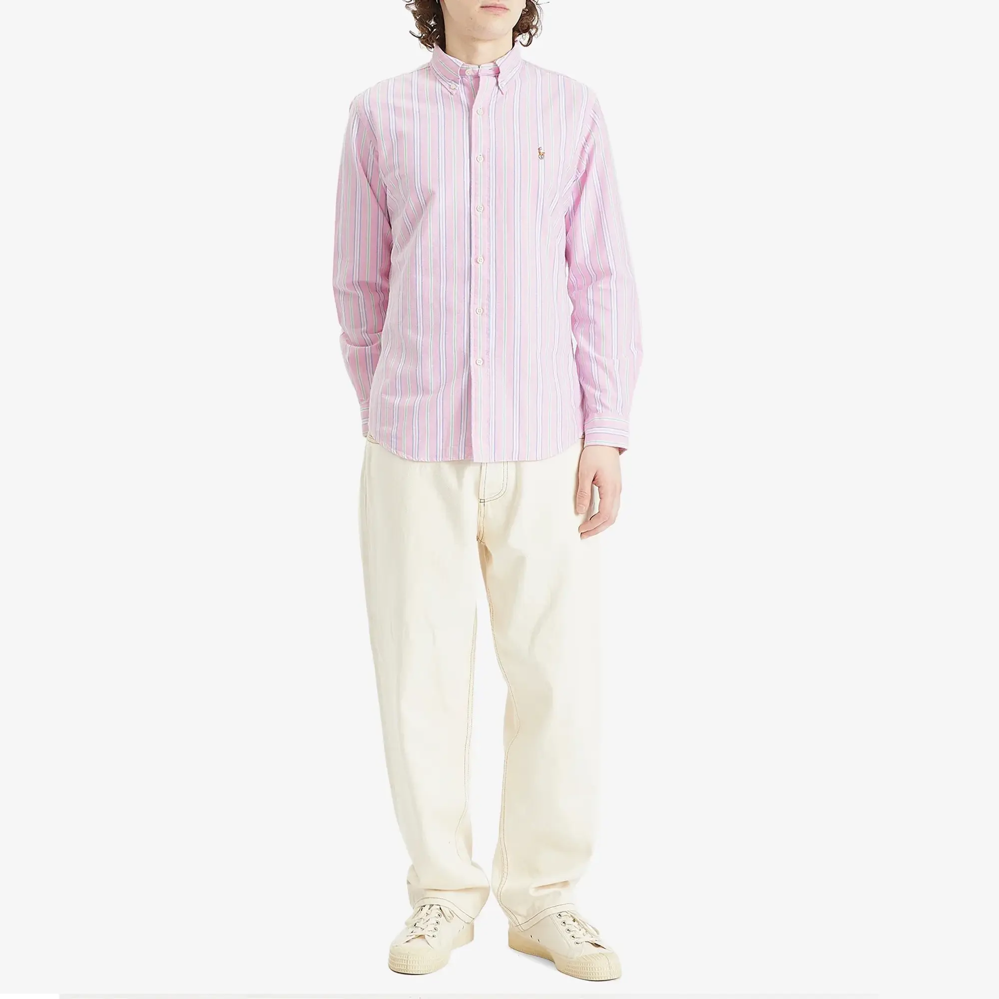 Polo Ralph Lauren Men's Custom Fit Oxford Shirt Pink/White Multi