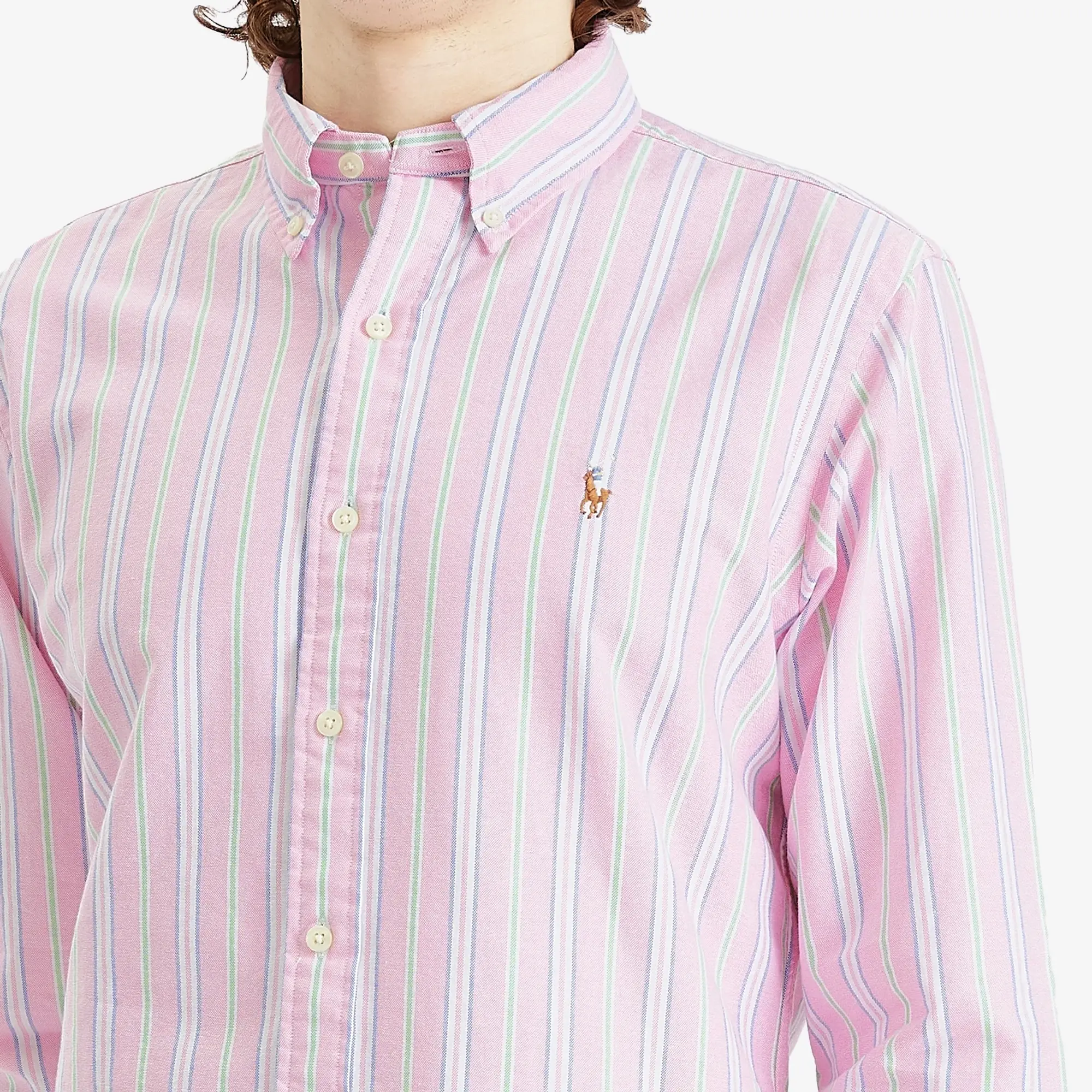 Polo Ralph Lauren Men's Custom Fit Oxford Shirt Pink/White Multi