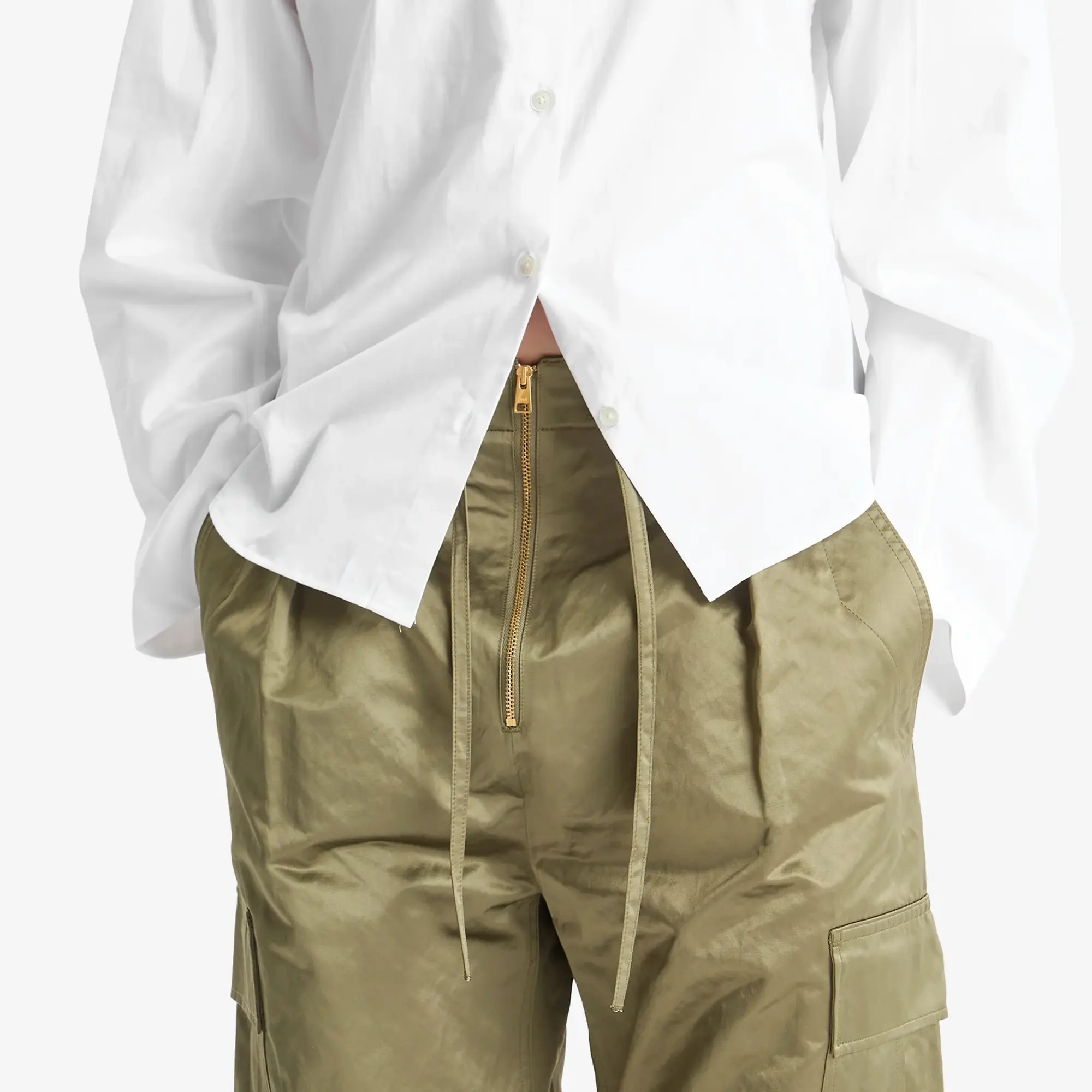 AMI Paris Women's Zipped Cargo Trousers Loden