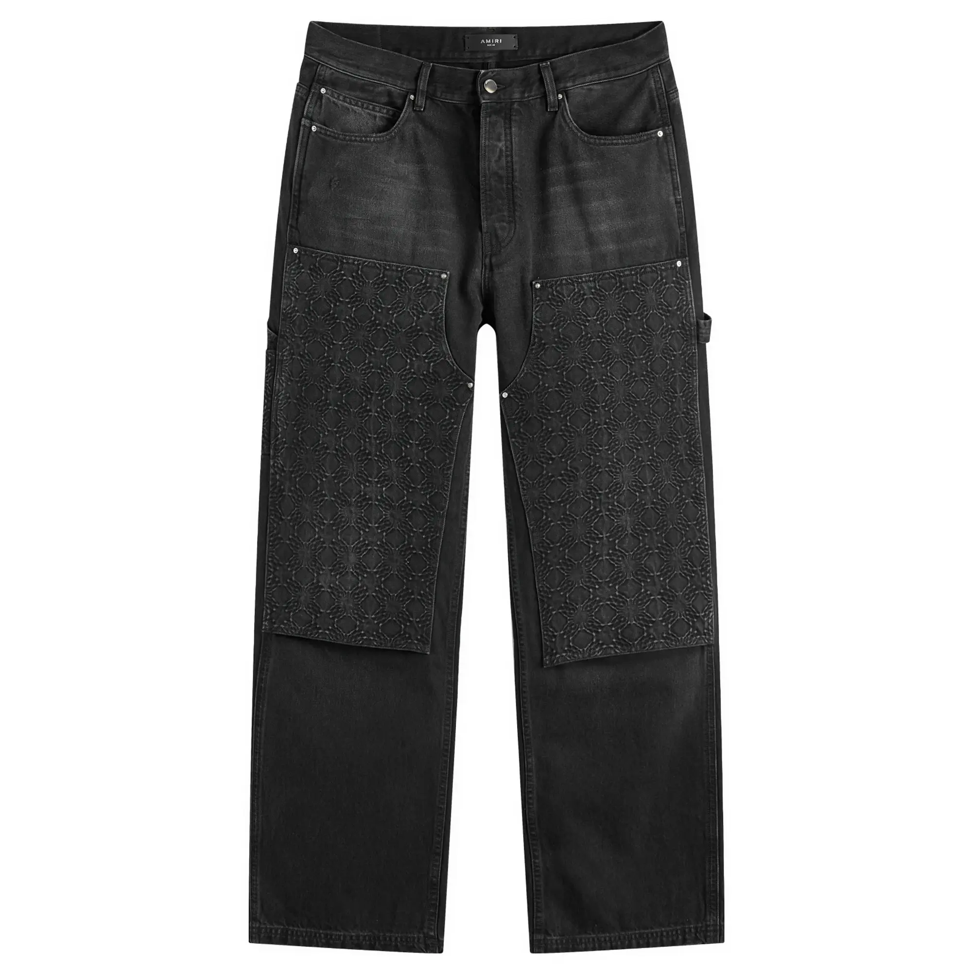 AMIRI Men's Embossed Denim Carpenter Pants Vintage Black