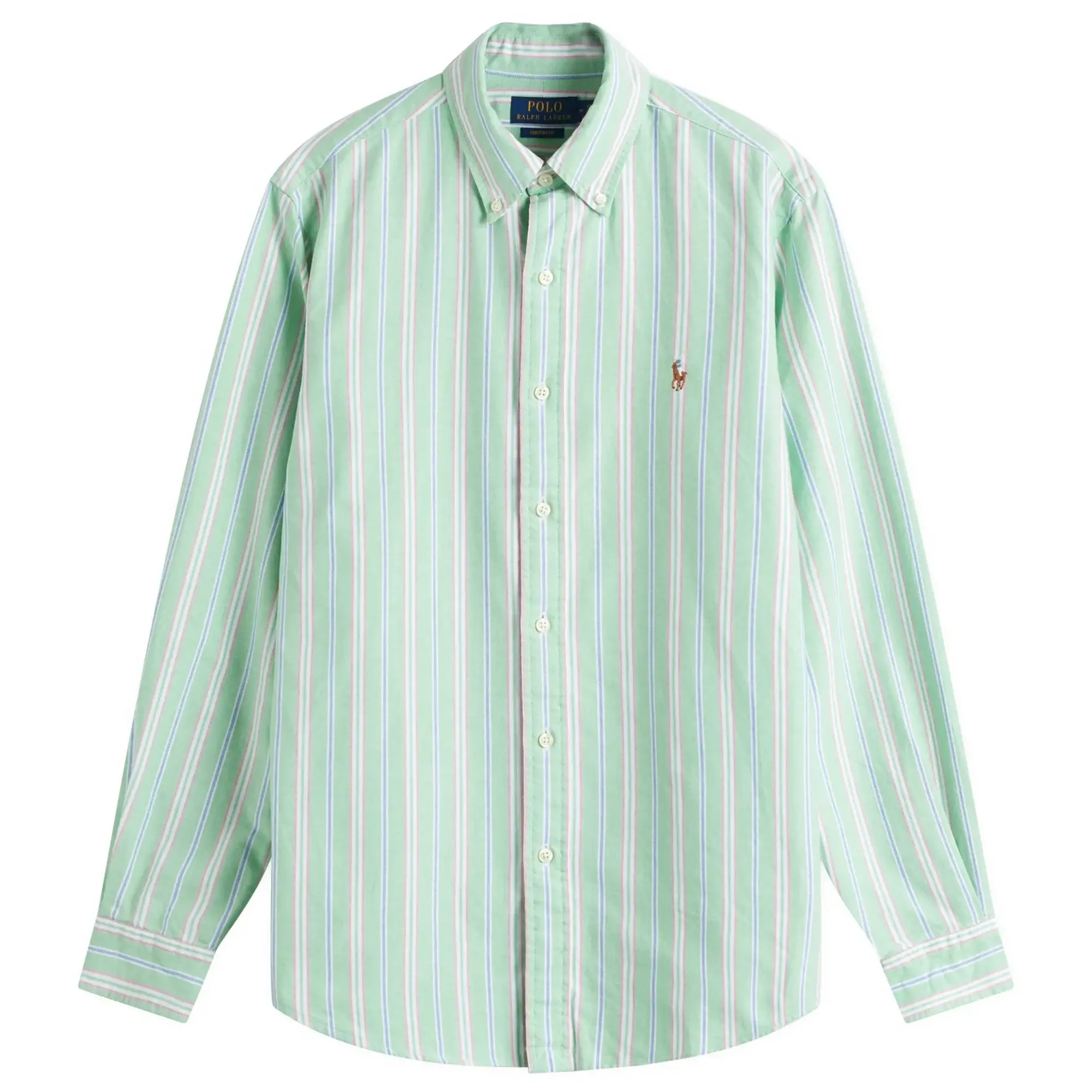 Polo Ralph Lauren Men's Custom Fit Oxford Shirt Green/White Multi