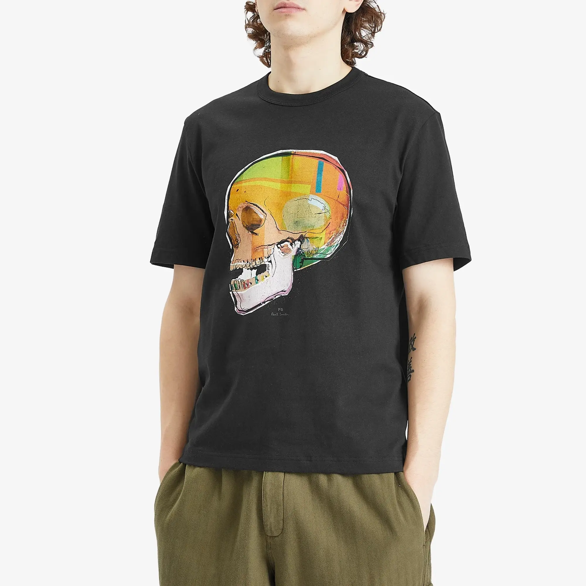 Ps Paul Smith Skull Print Logo T-Shirt In Black