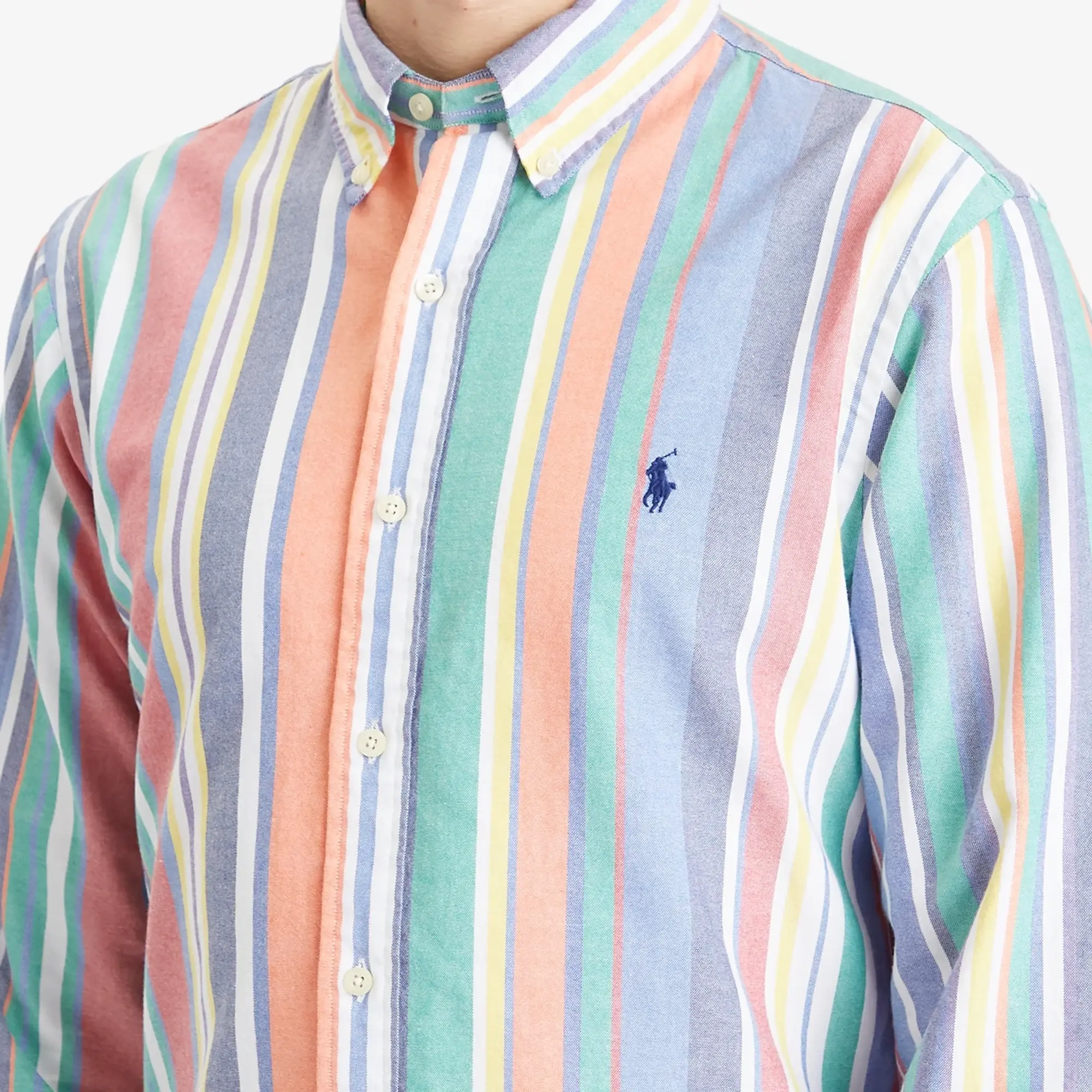 Polo Ralph Lauren Men's Button Down Stripe Oxford Shirt Navy/Red Multi