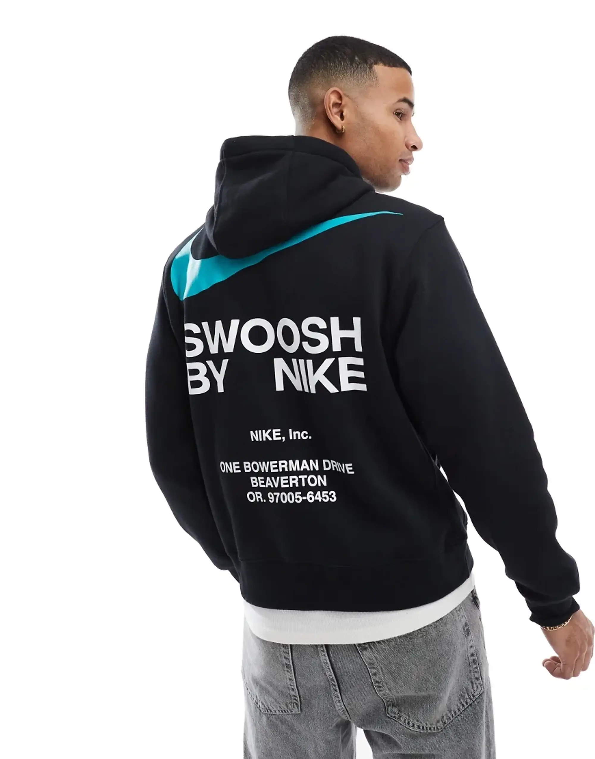 Nike Back Logo Hoodie In Black