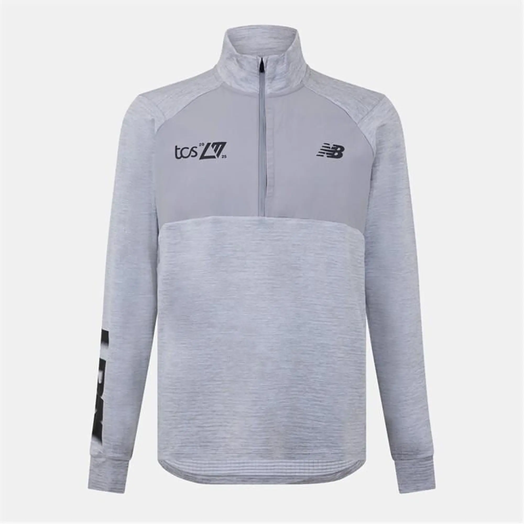 New Balance Men's London Edition Athletics Heat Grid 1/2 Zip in Grey Poly Knit