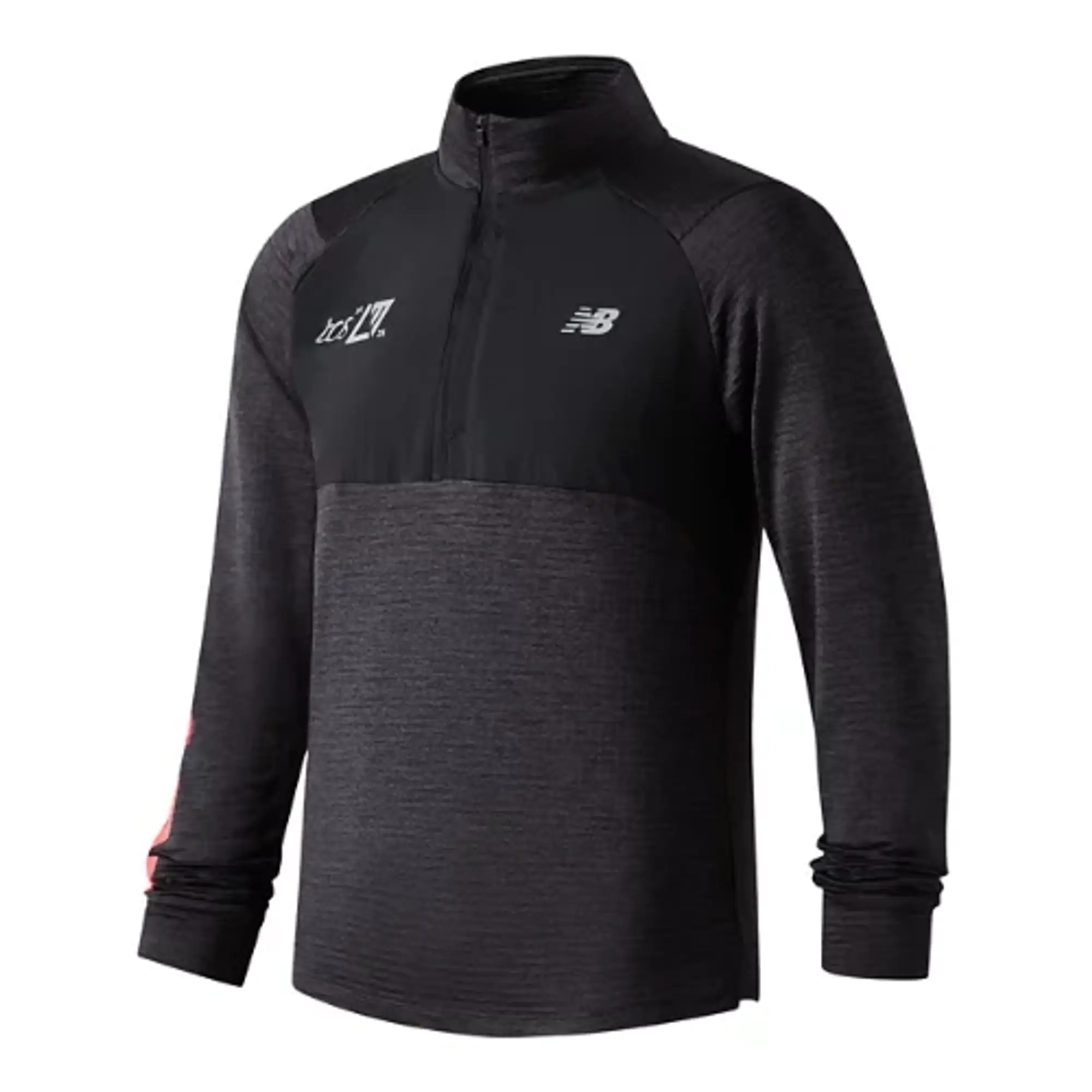 New Balance Men's London Edition Athletics Heat Grid 1/2 Zip in Black Poly Knit