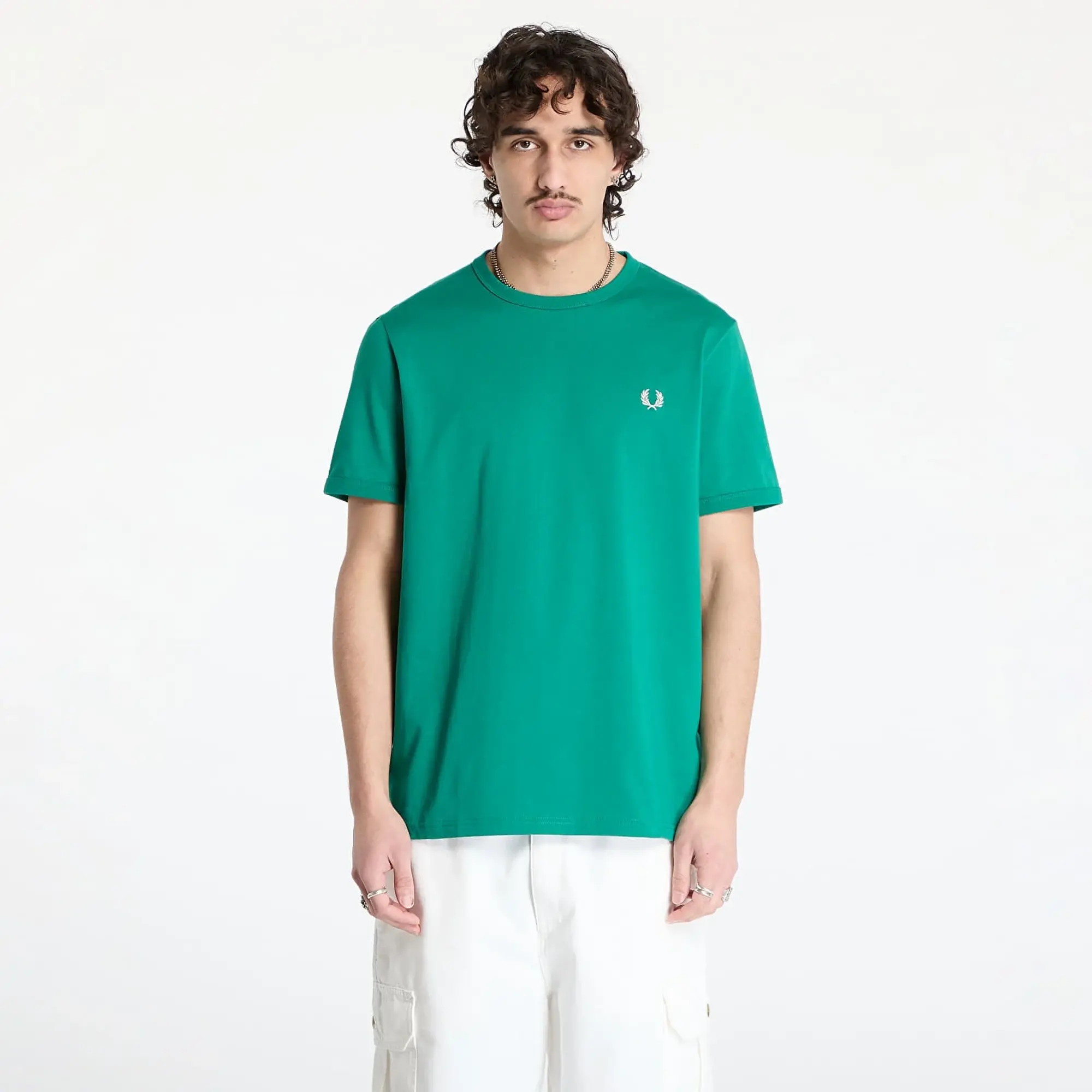 T-Shirt Fred Perry Ringer T-Shirt Label Green Xl