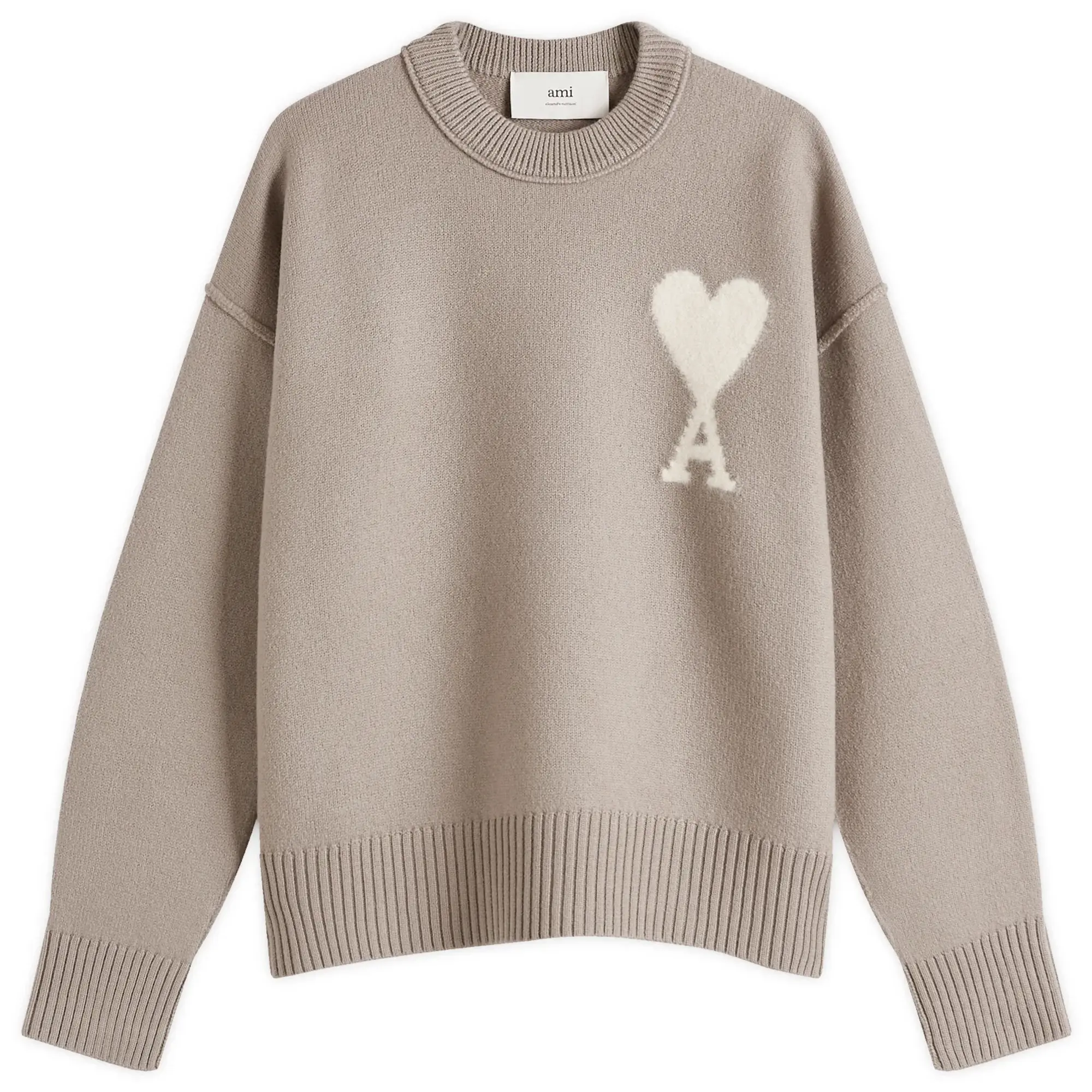 AMI Paris Men's Off White ADC Sweater Ash/Off White