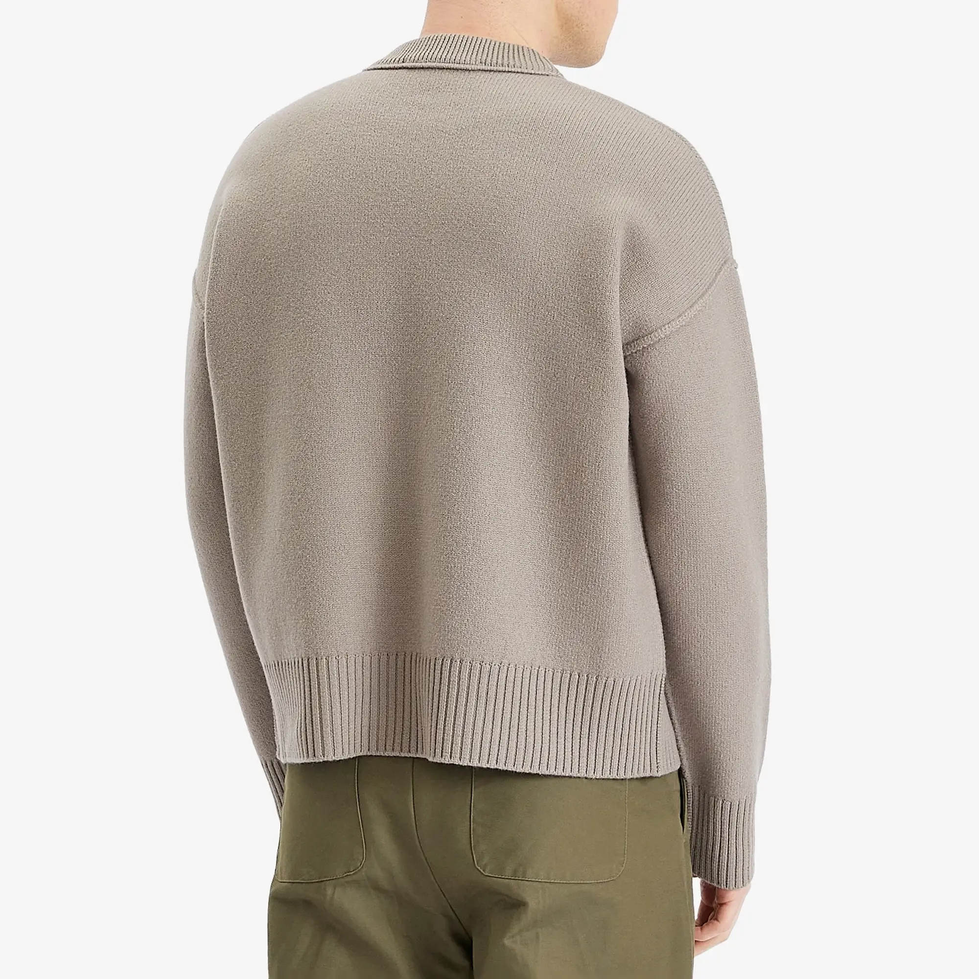 AMI Paris Men's Off White ADC Sweater Ash/Off White