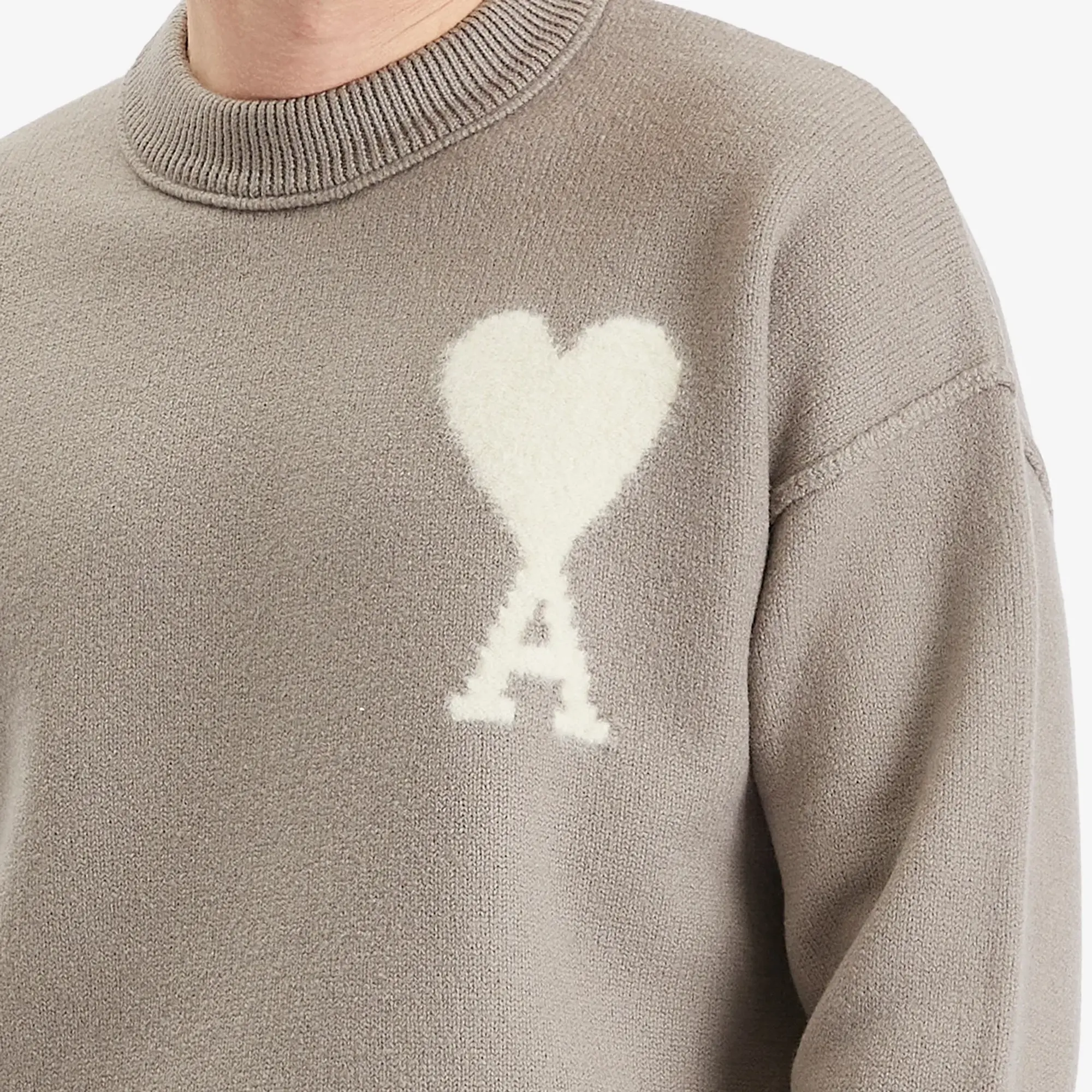 AMI Paris Men's Off White ADC Sweater Ash/Off White