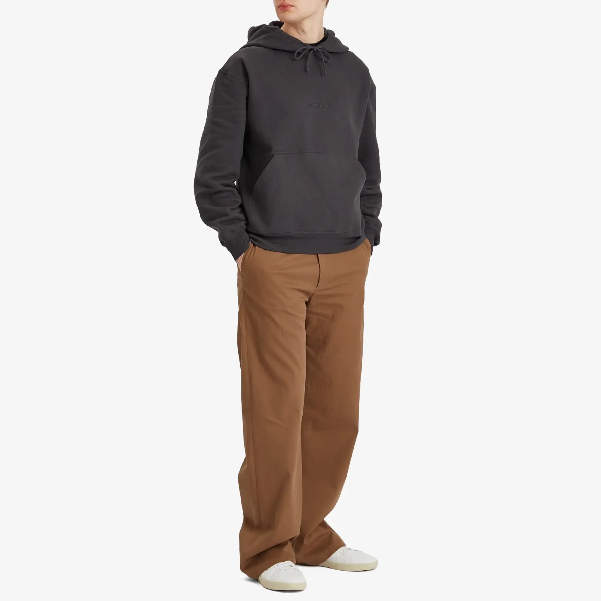 Saint Laurent Men's Tonal Vintage Logo Hoodie Acier
