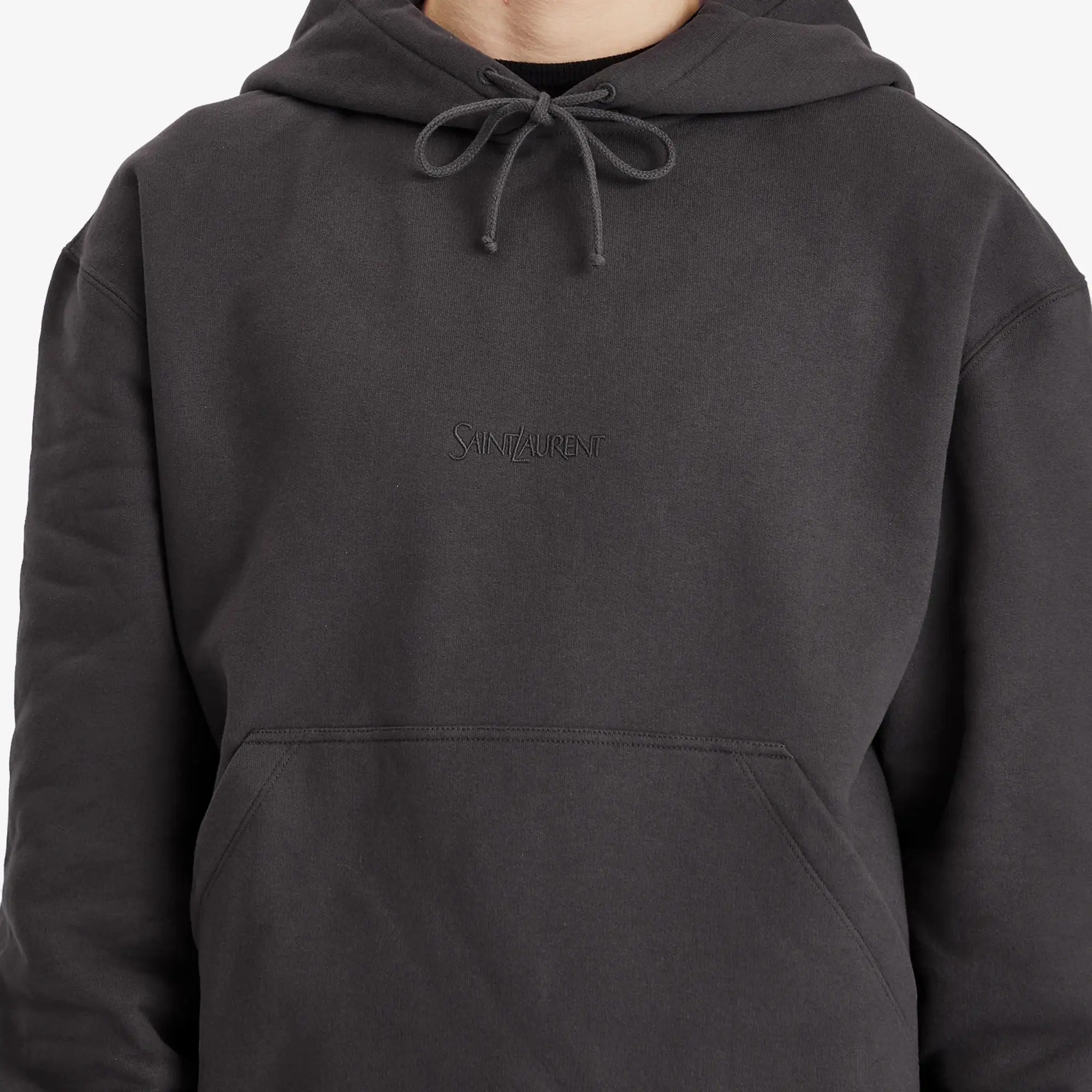 Saint Laurent Men's Tonal Vintage Logo Hoodie Acier