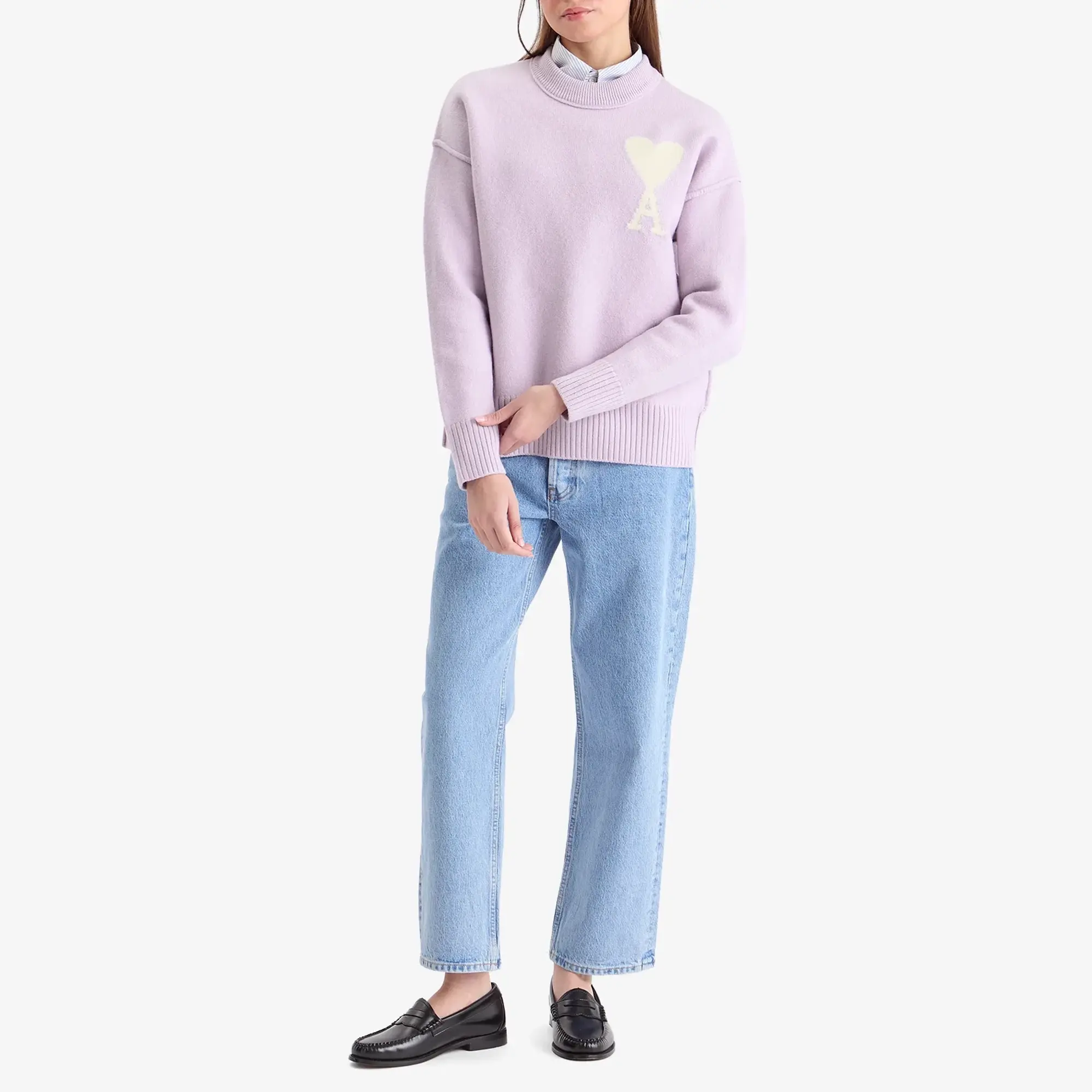 AMI Paris Women's Off White ADC Jumper Lilac/Ecru