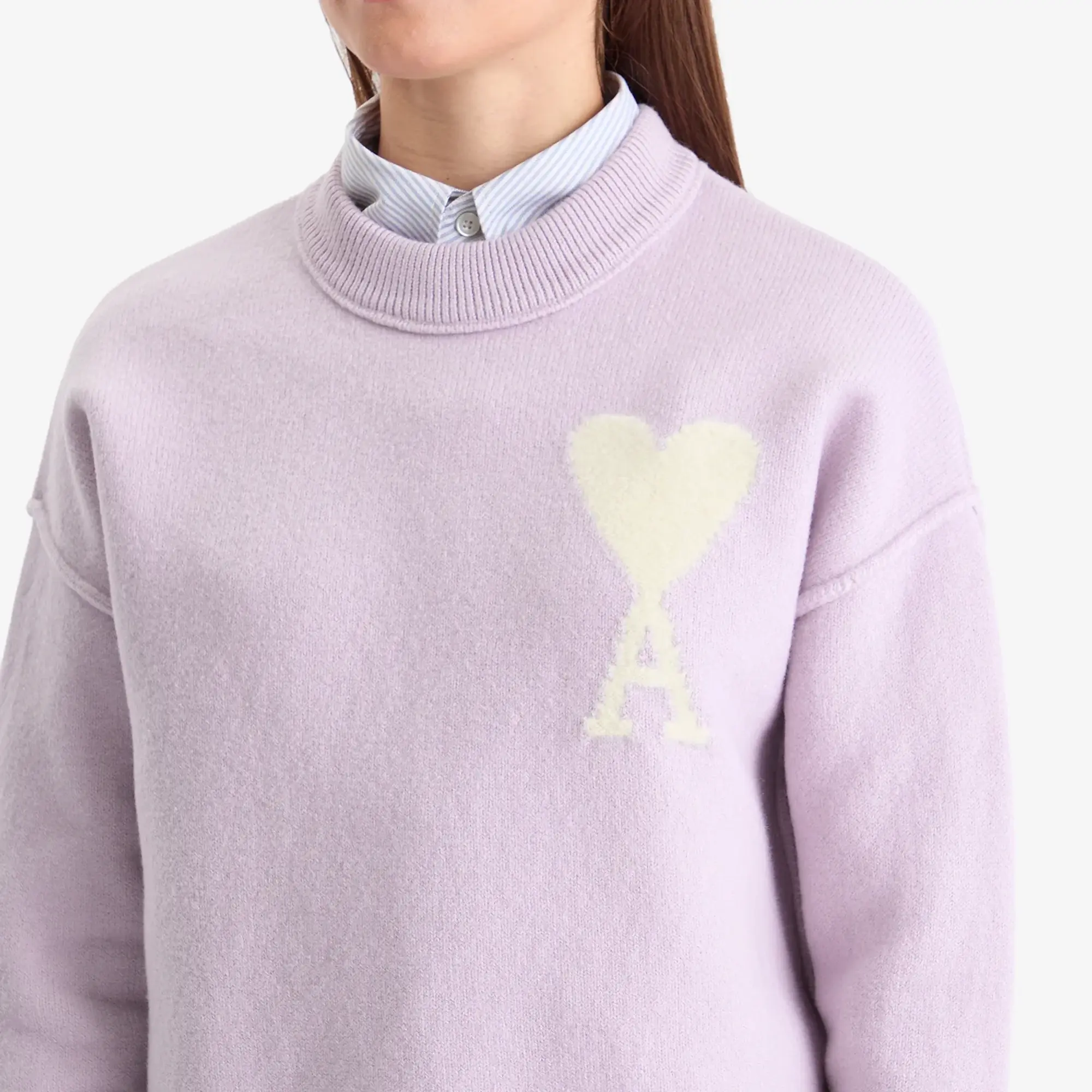 AMI Paris Women's Off White ADC Jumper Lilac/Ecru