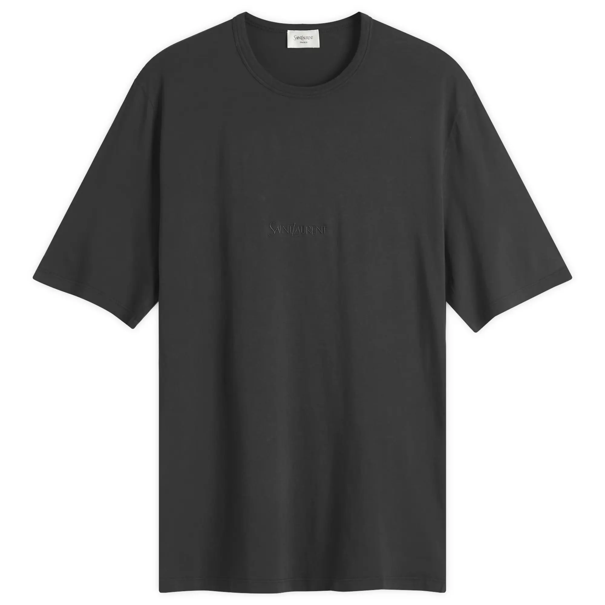 Saint Laurent Men's Tonal Logo T-Shirt Noir Blanchi