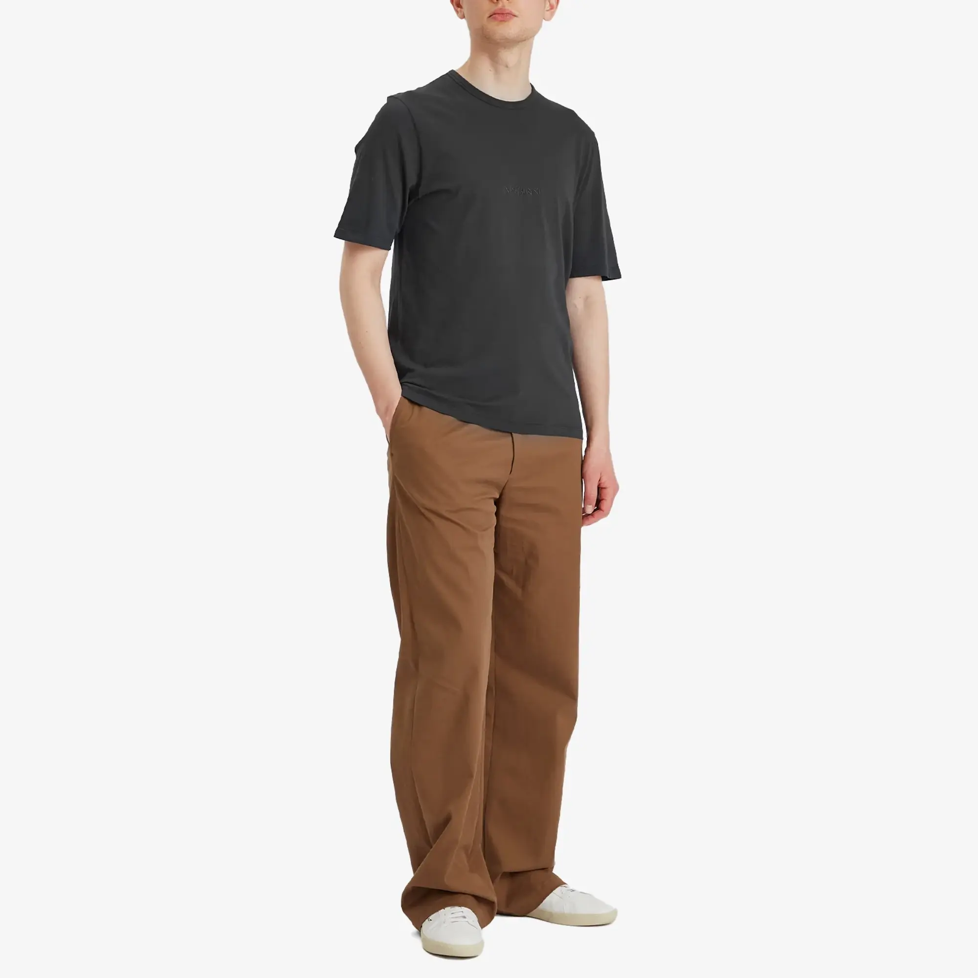 Saint Laurent Men's Tonal Logo T-Shirt Noir Blanchi