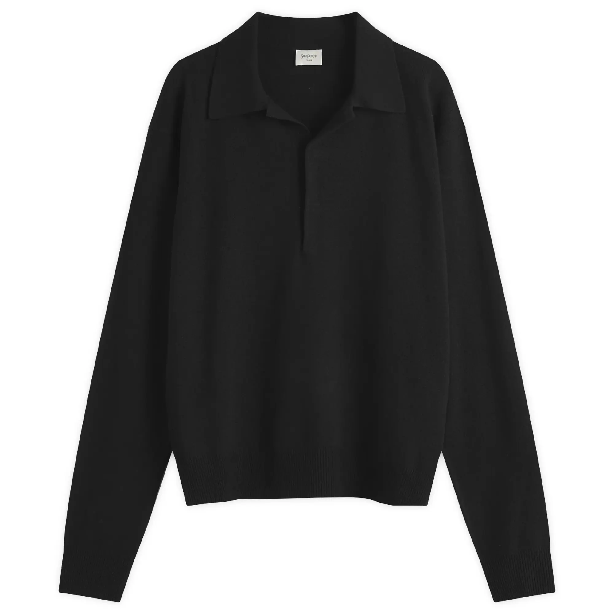 Saint Laurent Men's Long Sleeve Knitted Polo Noir