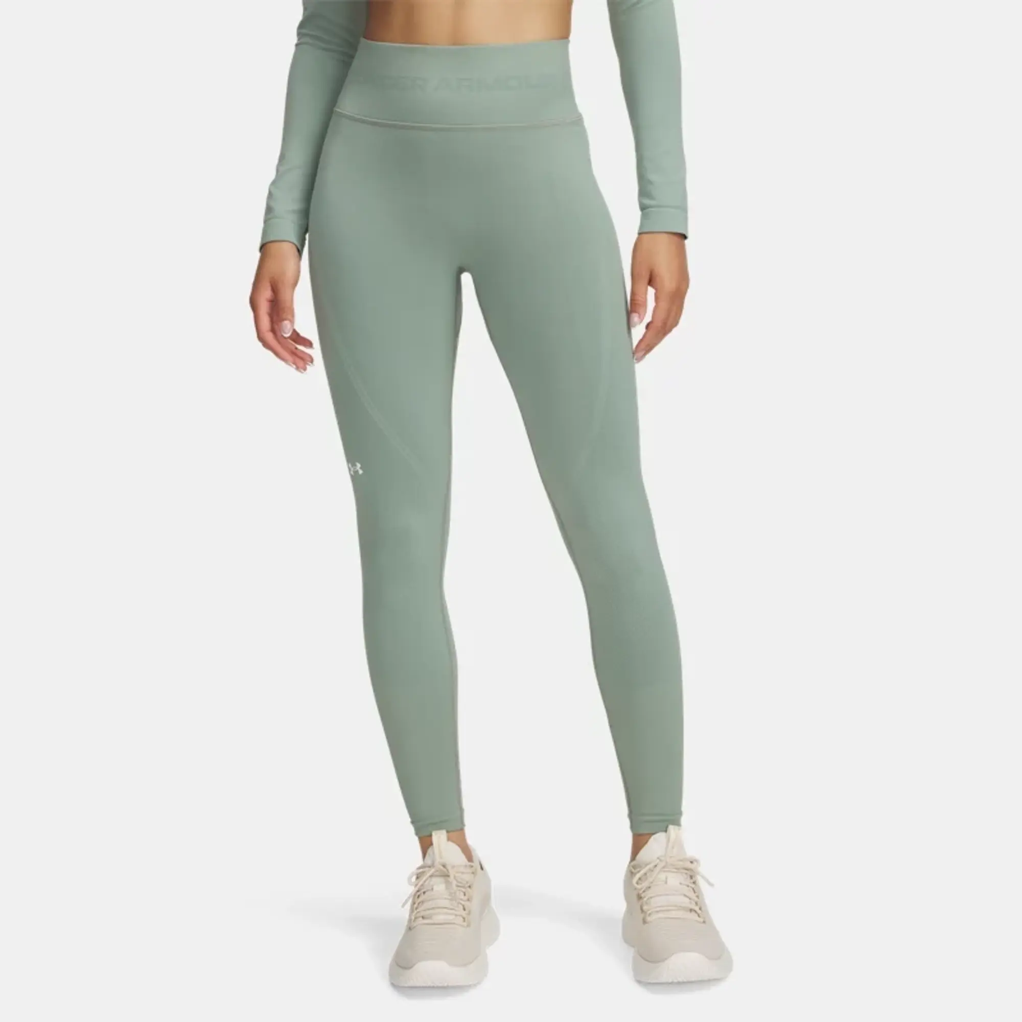 Women's  Under Armour  Train Seamless Leggings Silica Green / White XS