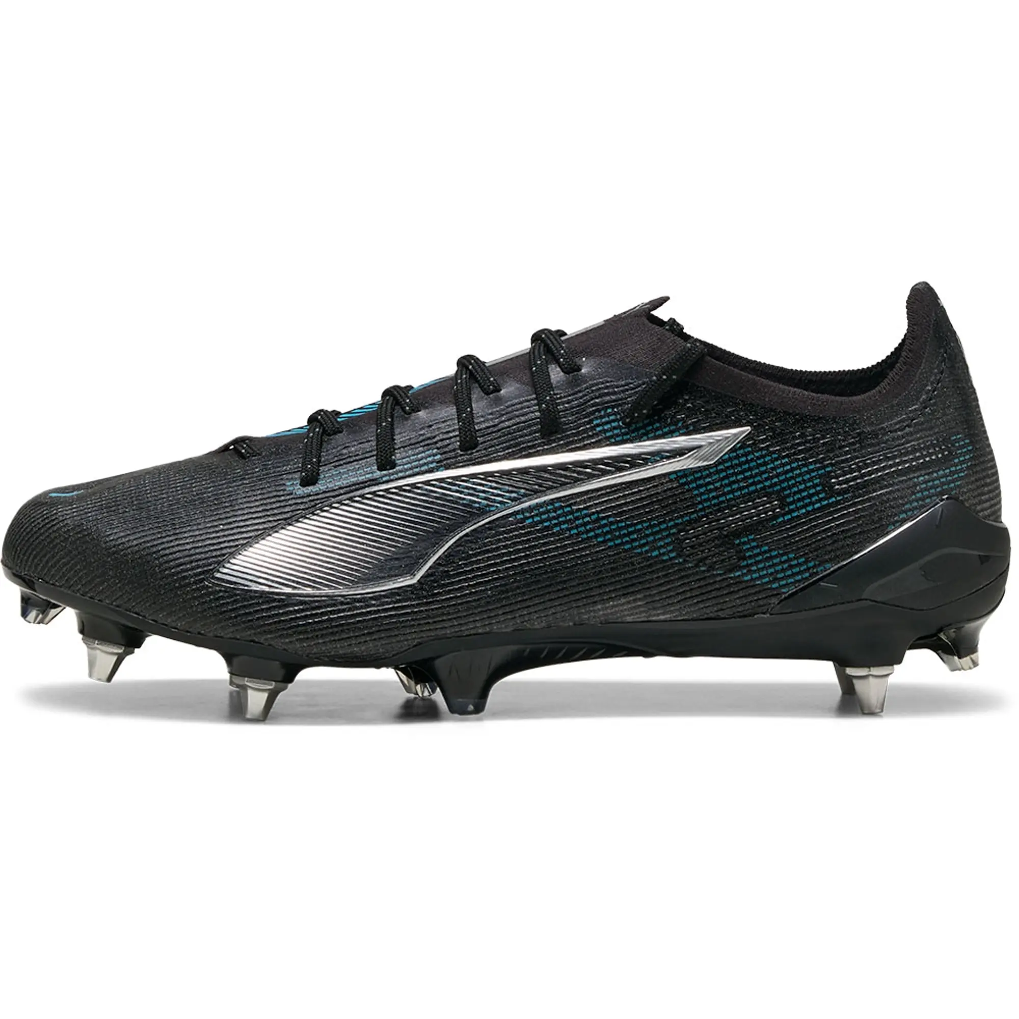 PUMA Ultra 5 Ultimate MxSG Football Boots, Black/Silver/Bright Aqua