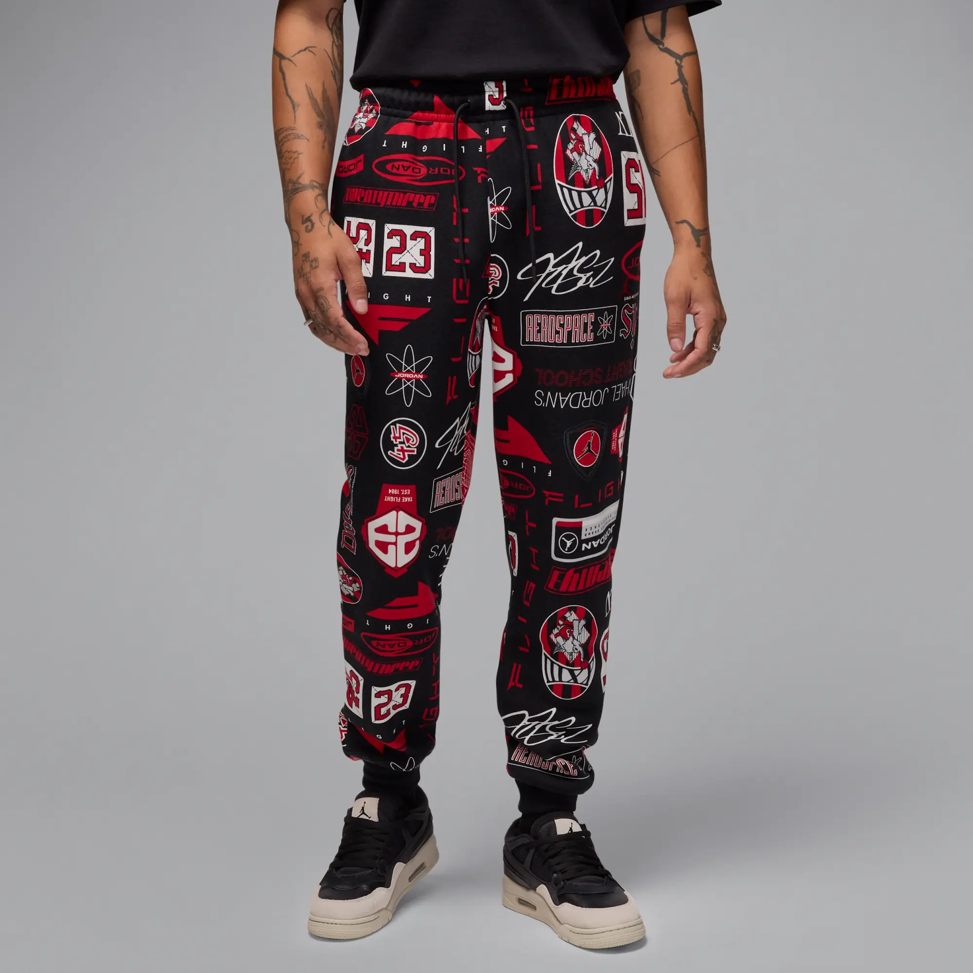 Nike Jordan Essentials Men's Printed Fleece Trousers - Black - Cotton/Polyester