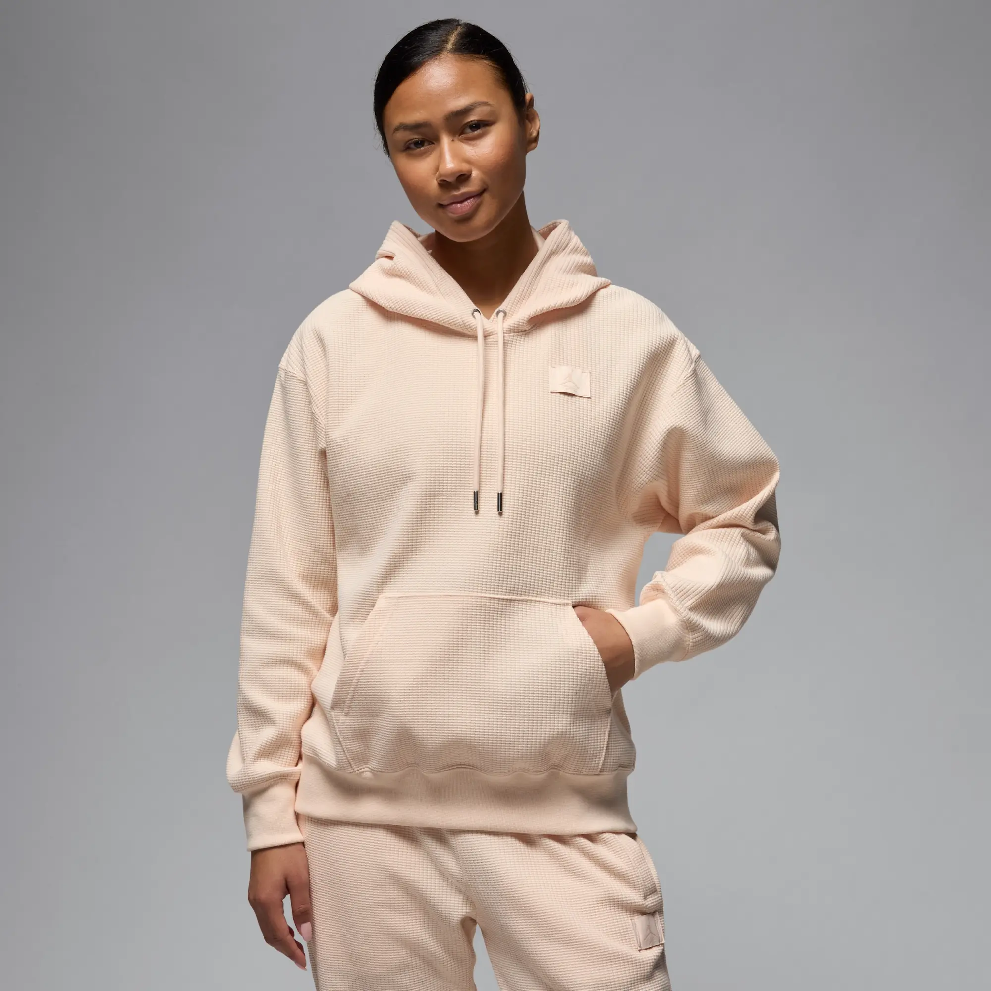 Nike Jordan Flight Fleece Women's Waffle Satin-Lined Hoodie - Brown - Cotton/Polyester