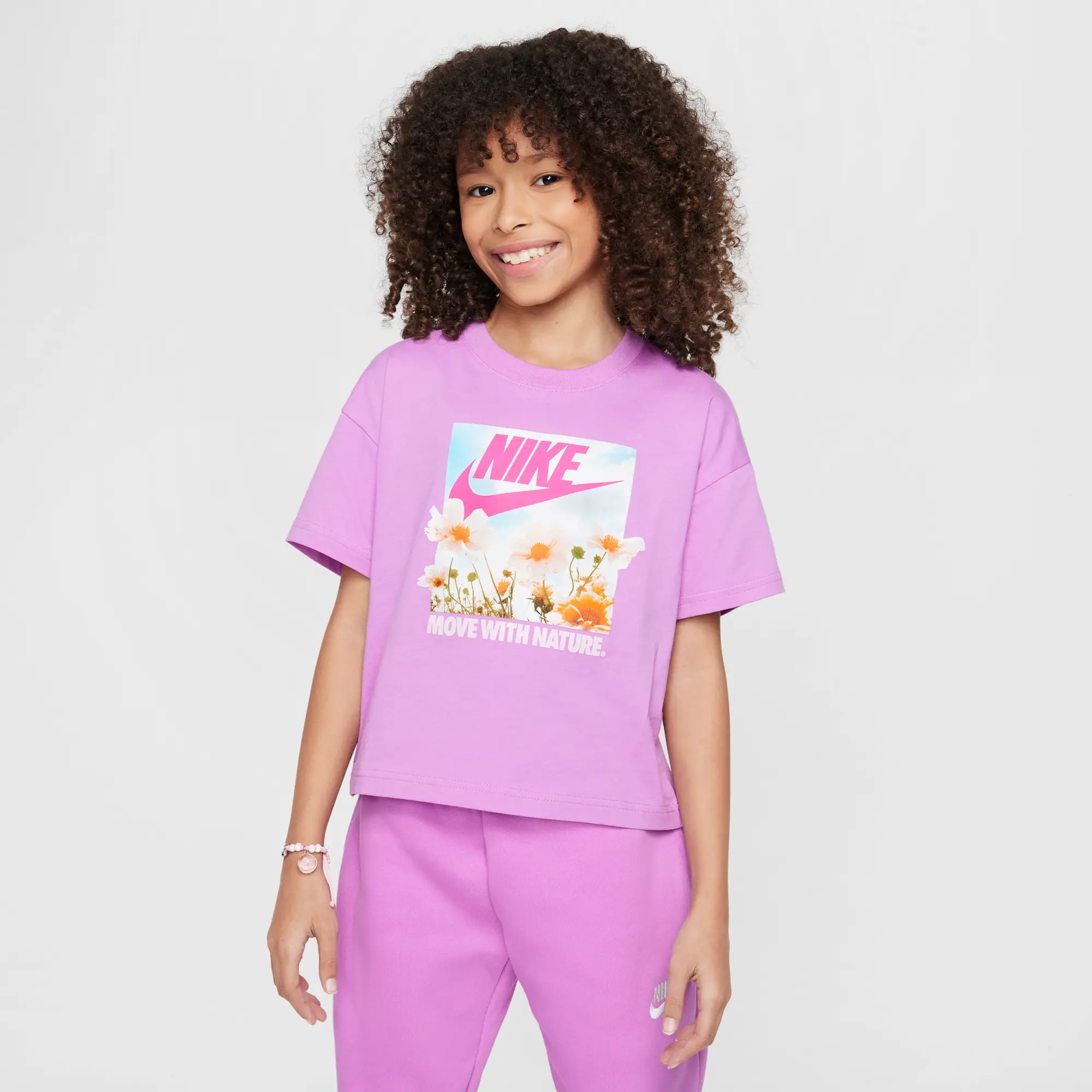 Nike Sportswear Older Kids' (Girls') T-Shirt - Purple - Cotton