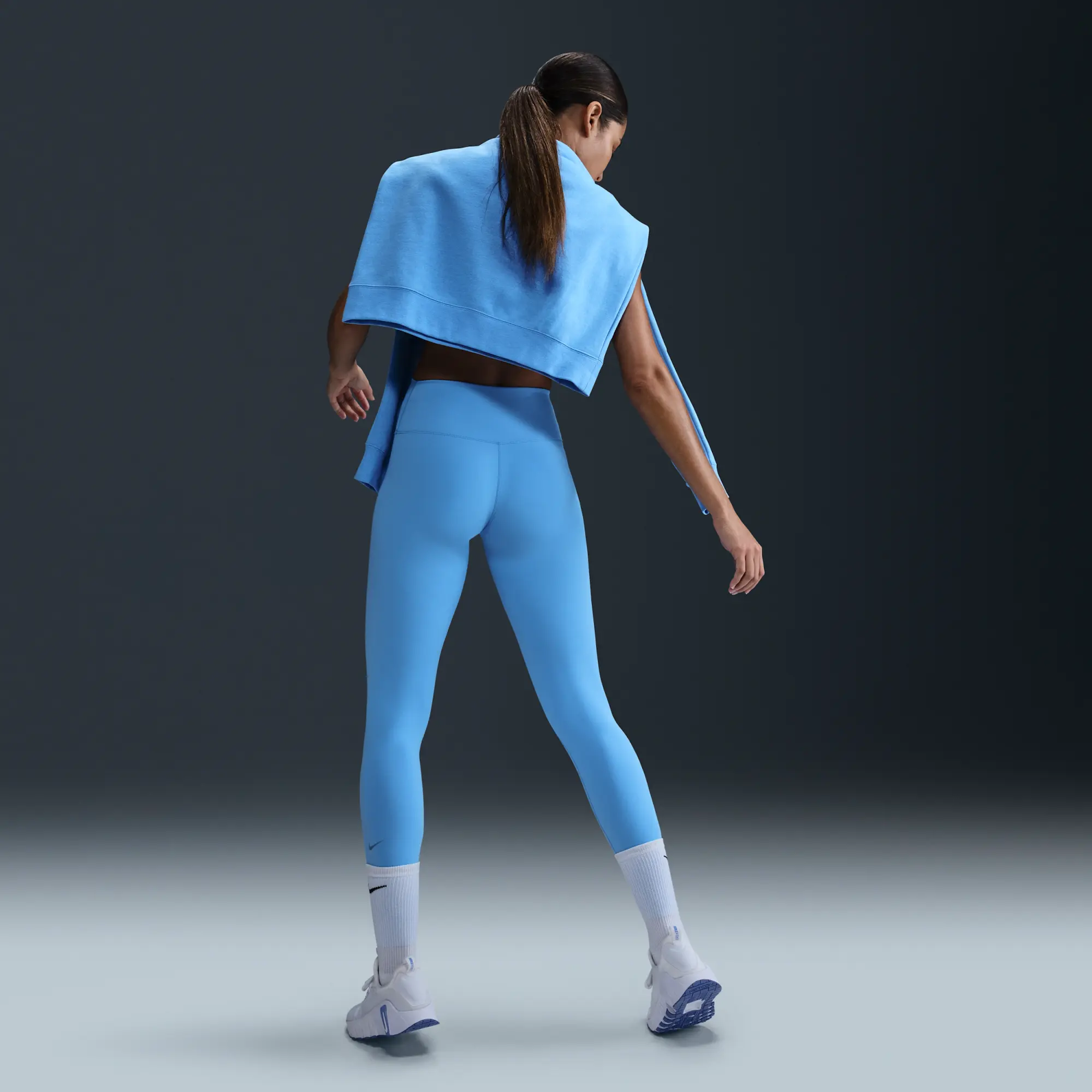 Nike One Women's High-Waisted Full-Length Leggings - Blue - Polyester/Elastane