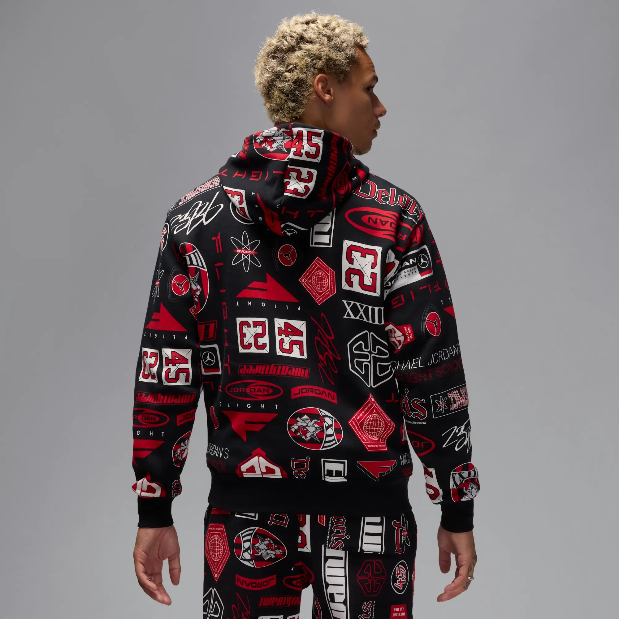 Nike Jordan Essentials Men's Printed Fleece Pullover Hoodie - Black - Cotton/Polyester