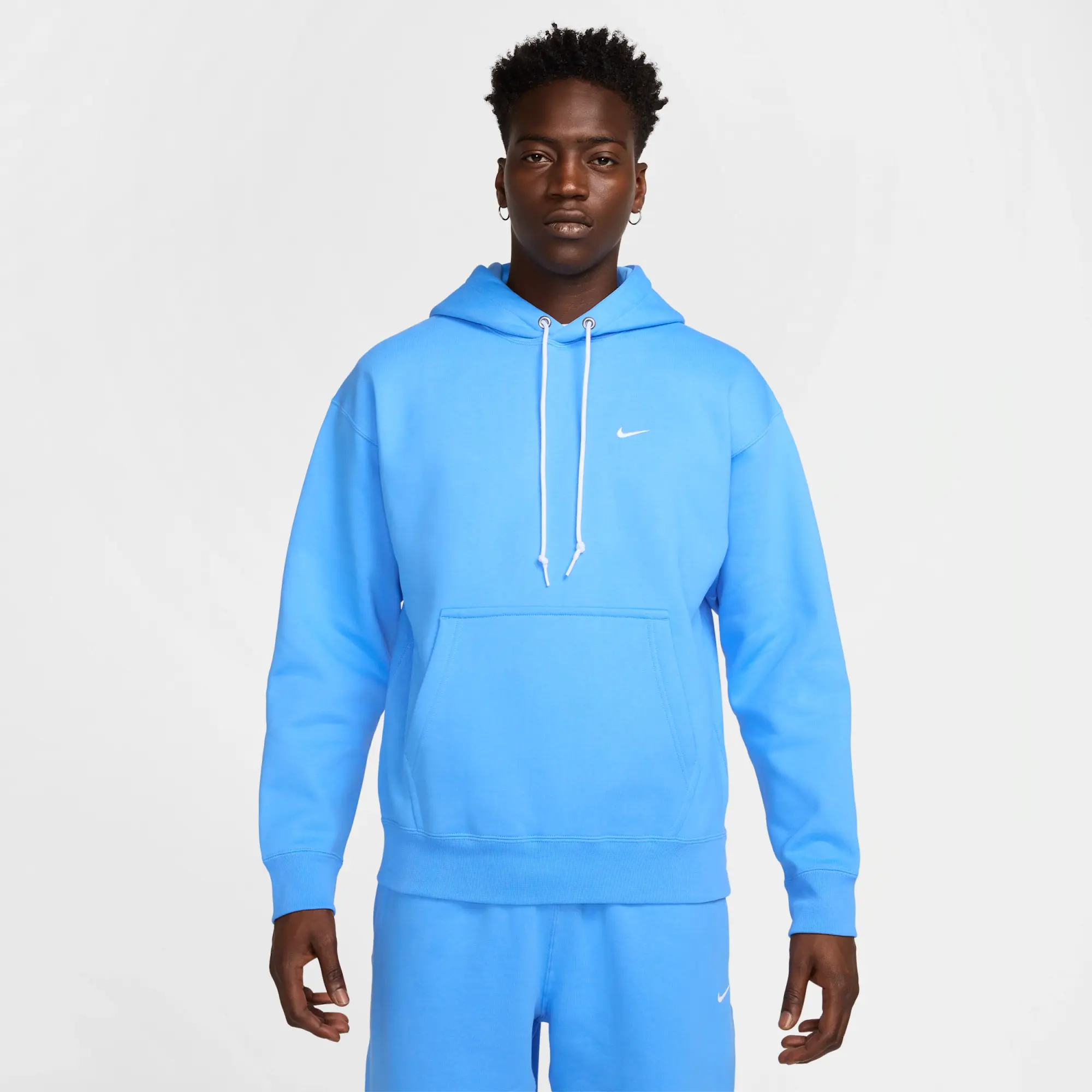 Nike Solo Swoosh Men's Fleece Pullover Hoodie - Blue - Cotton/Polyester