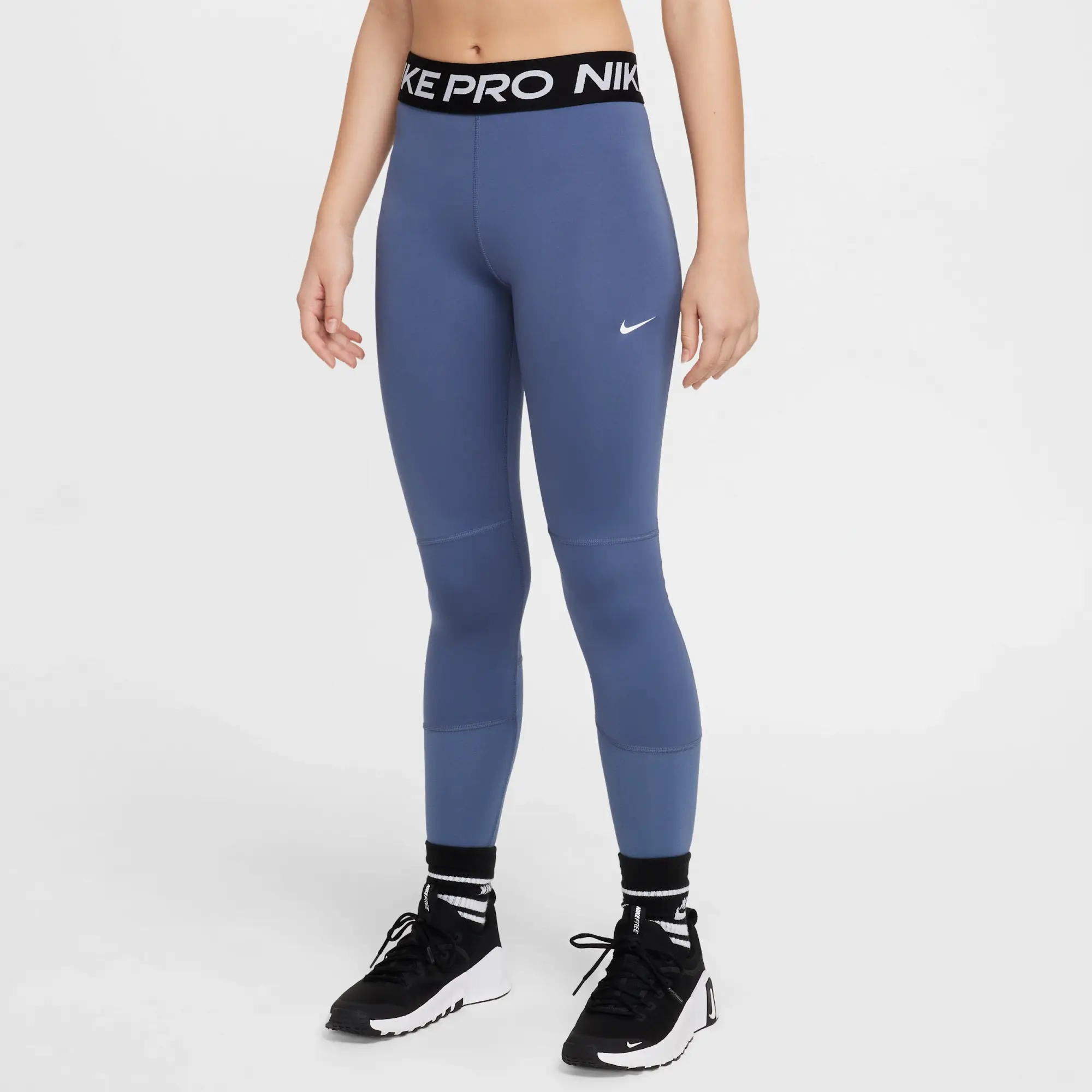 Nike Pro Dri-FIT Older Kids' (Girls') Leggings - Blue - Polyester/Elastane