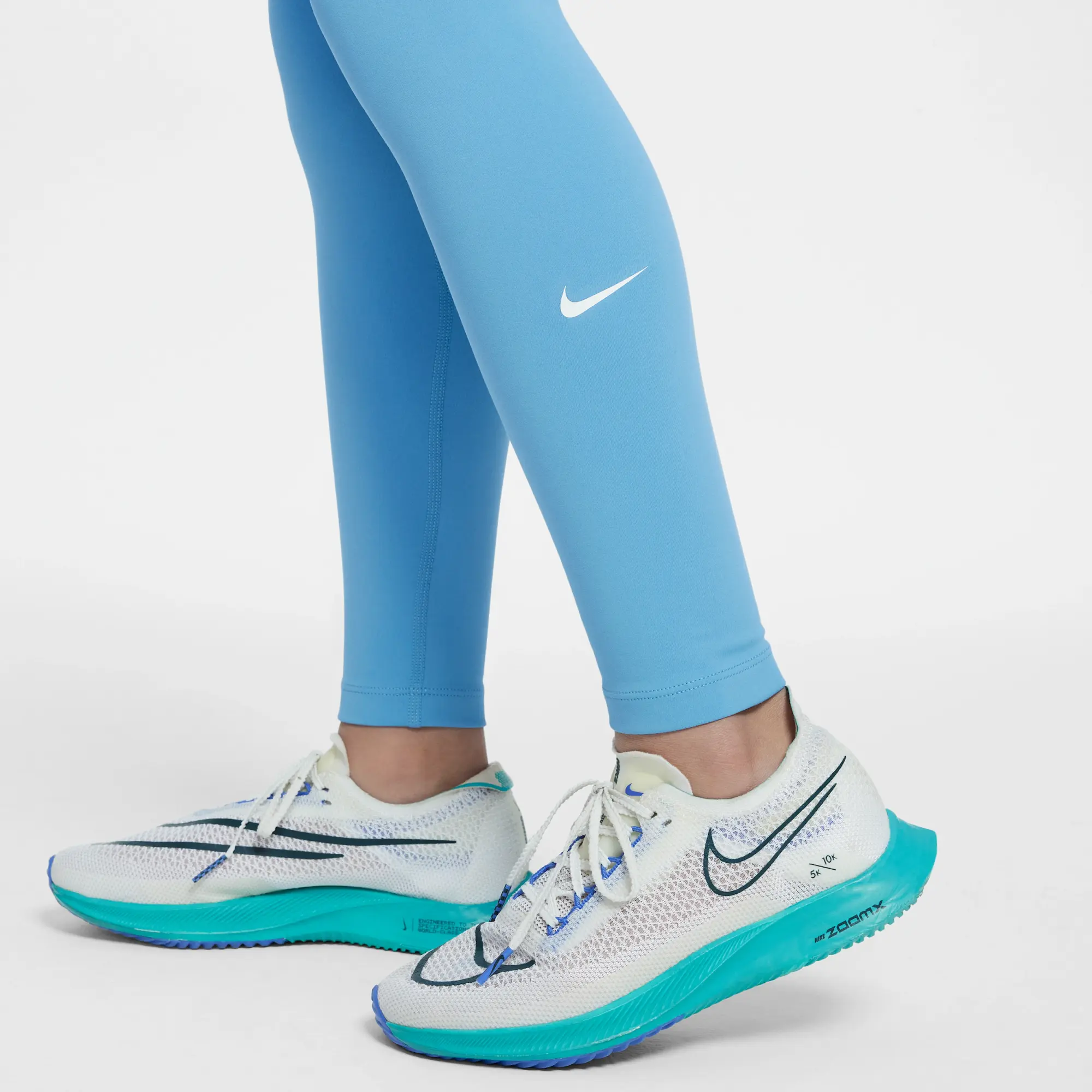 Nike One Older Kids' (Girls') Dri-FIT High-Waisted Leggings - Blue - Polyester/Elastane