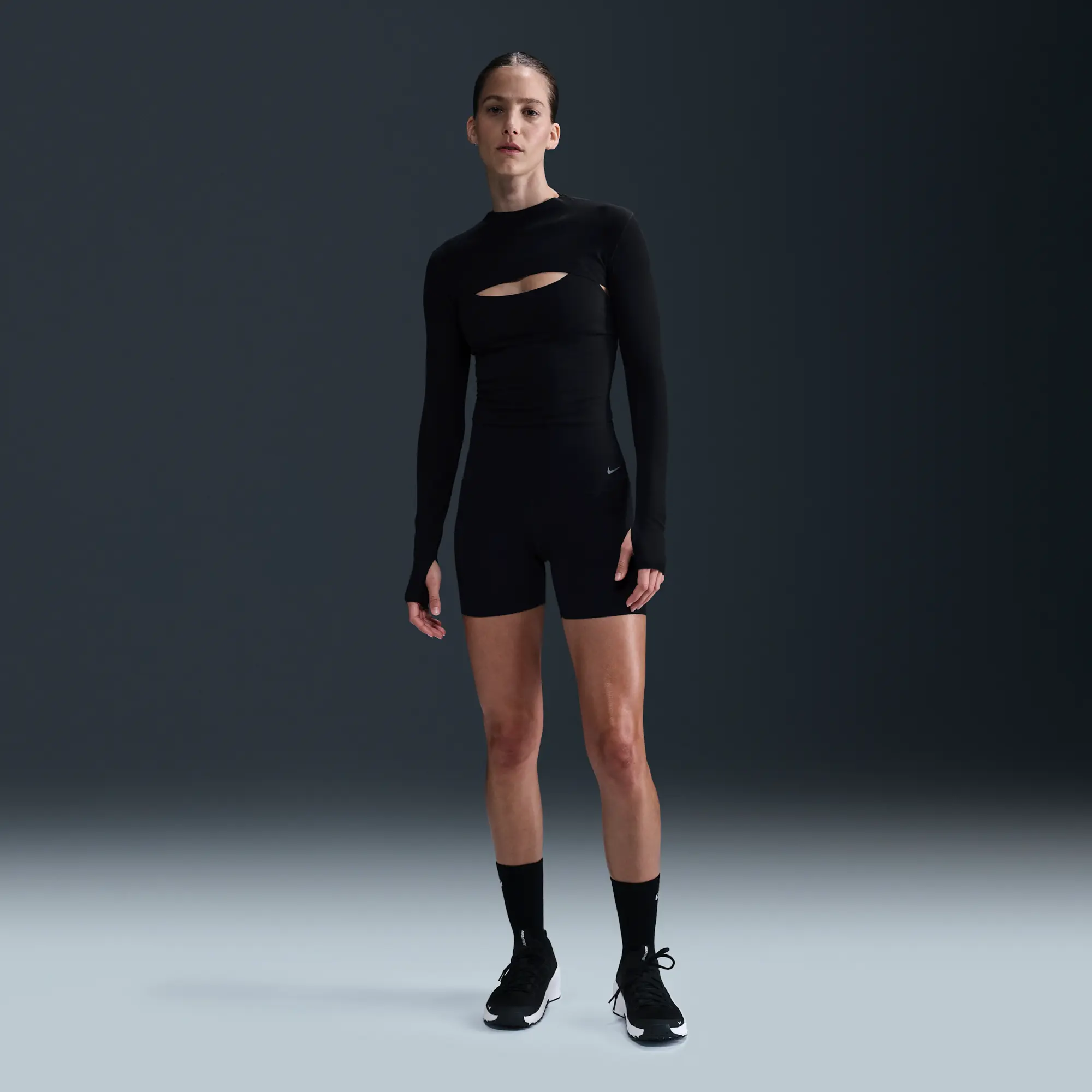 Nike Zenvy Women's Dri-FIT Long-Sleeve Shrug Top - Black - Recycled Nylon Minimum