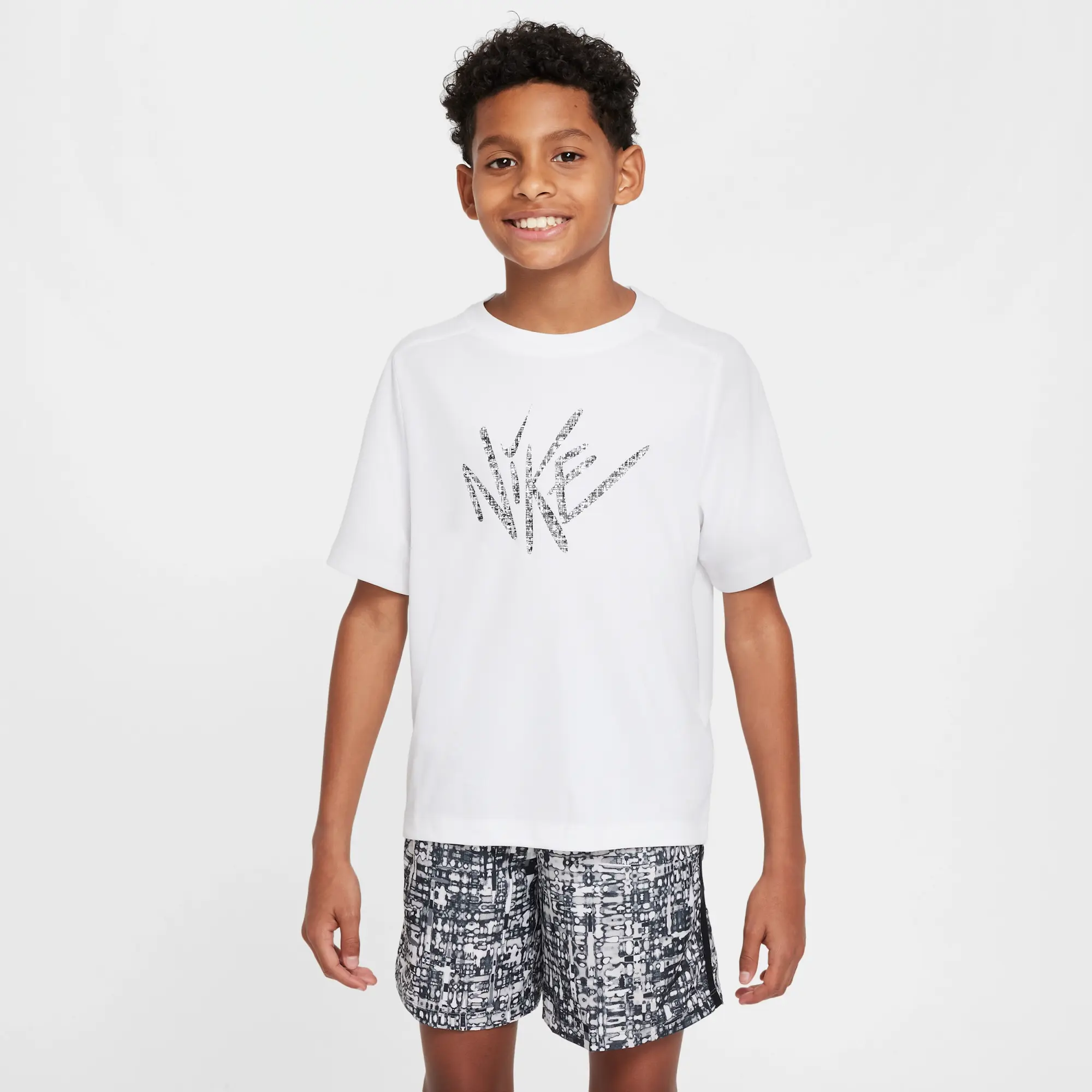 Nike Multi Older Kids' (Boys') Dri-FIT Short-Sleeve Top - White - Polyester