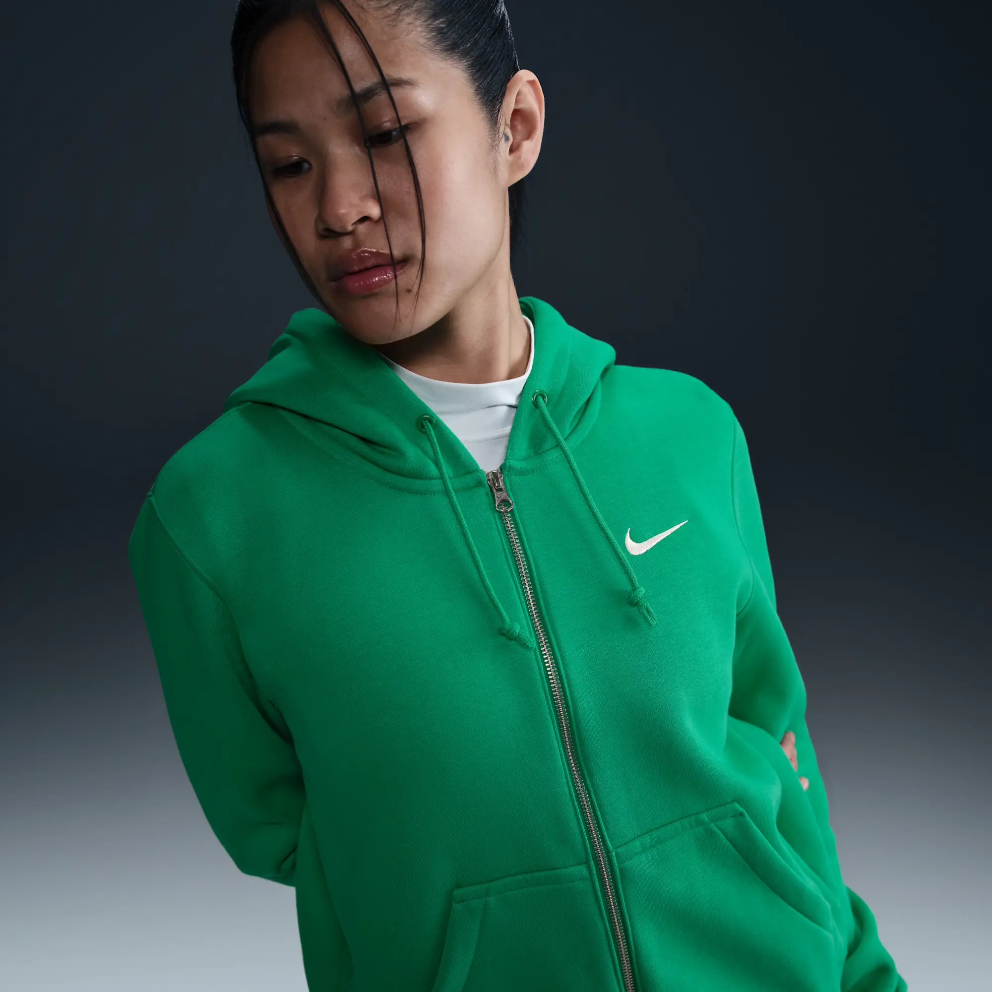 Nike Sportswear Phoenix Fleece Women's Full-Zip Hoodie - Green - Cotton/Polyester